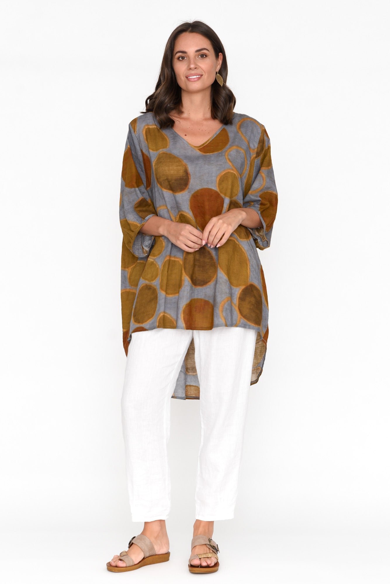 Abra Brown Spot Oversized Top