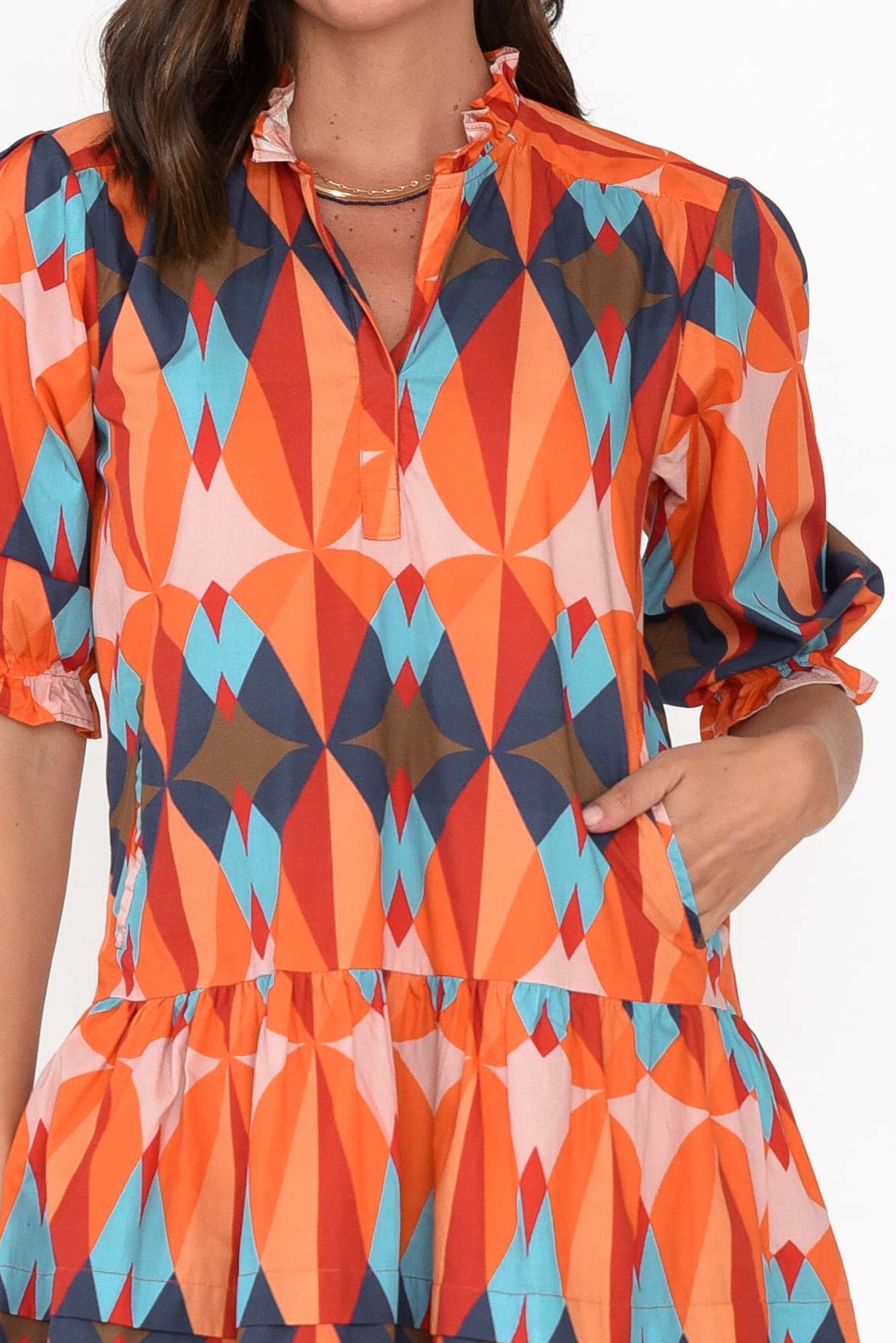Hayes Kaleidoscope Cotton Poplin Dress