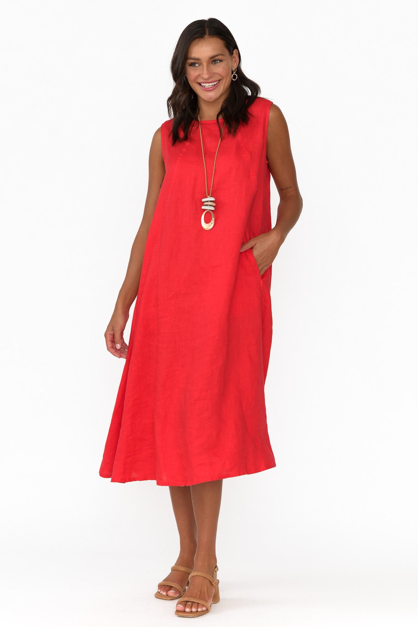 Brielle Red Linen Dress
