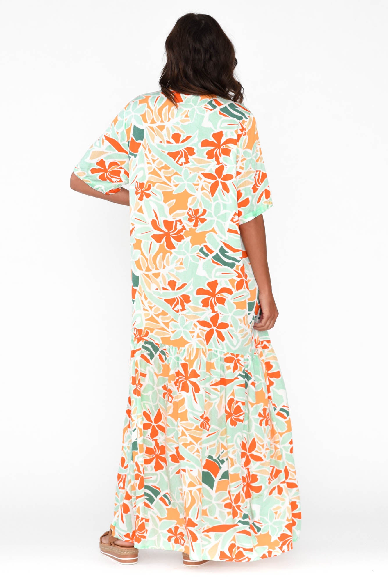 Orange Garden Peak Maxi Dress