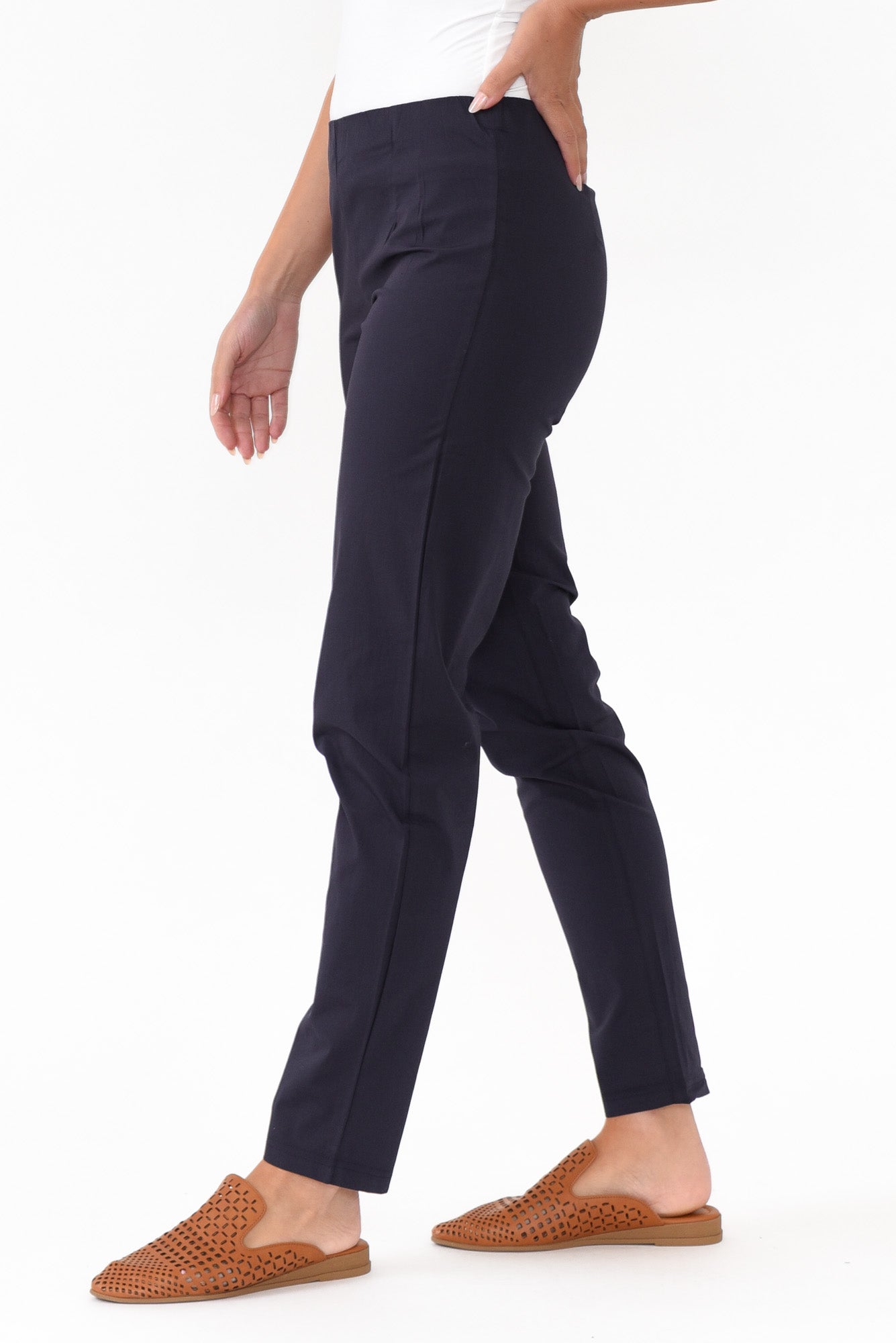 Devon Navy Cotton Stretch Pant