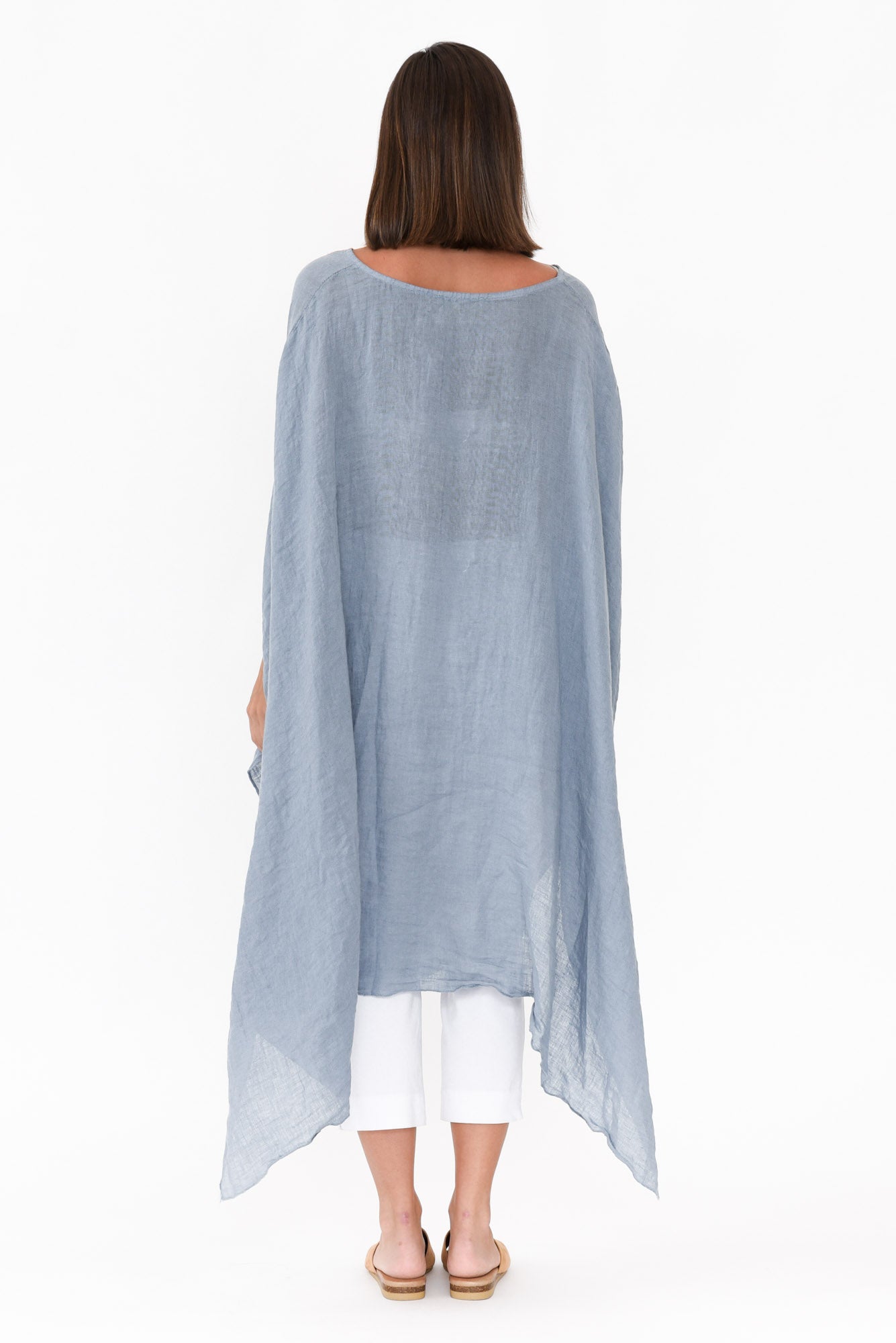 Genesia Blue Linen Kaftan Tunic