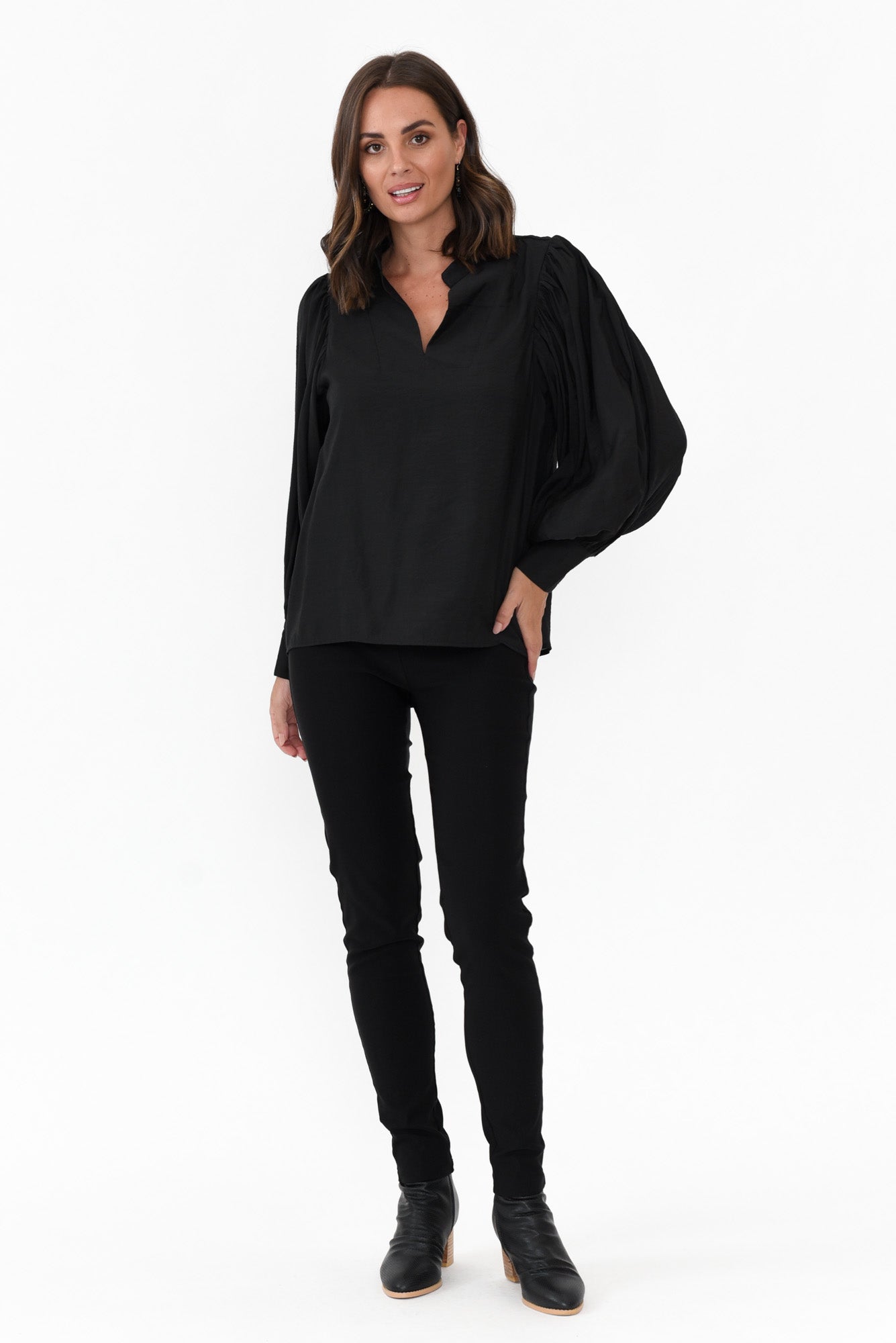 Kane Black Cotton Blend Top