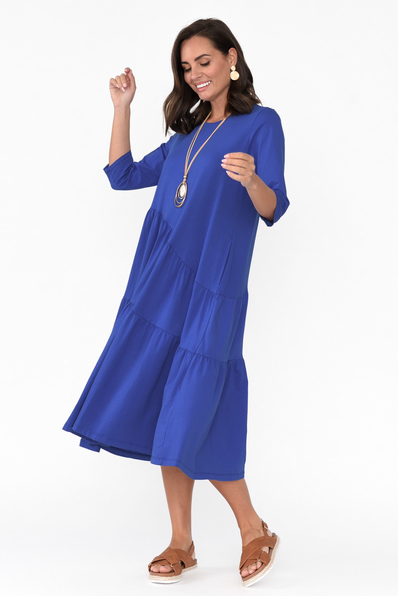Masie Cobalt Diagonal Gathered Dress