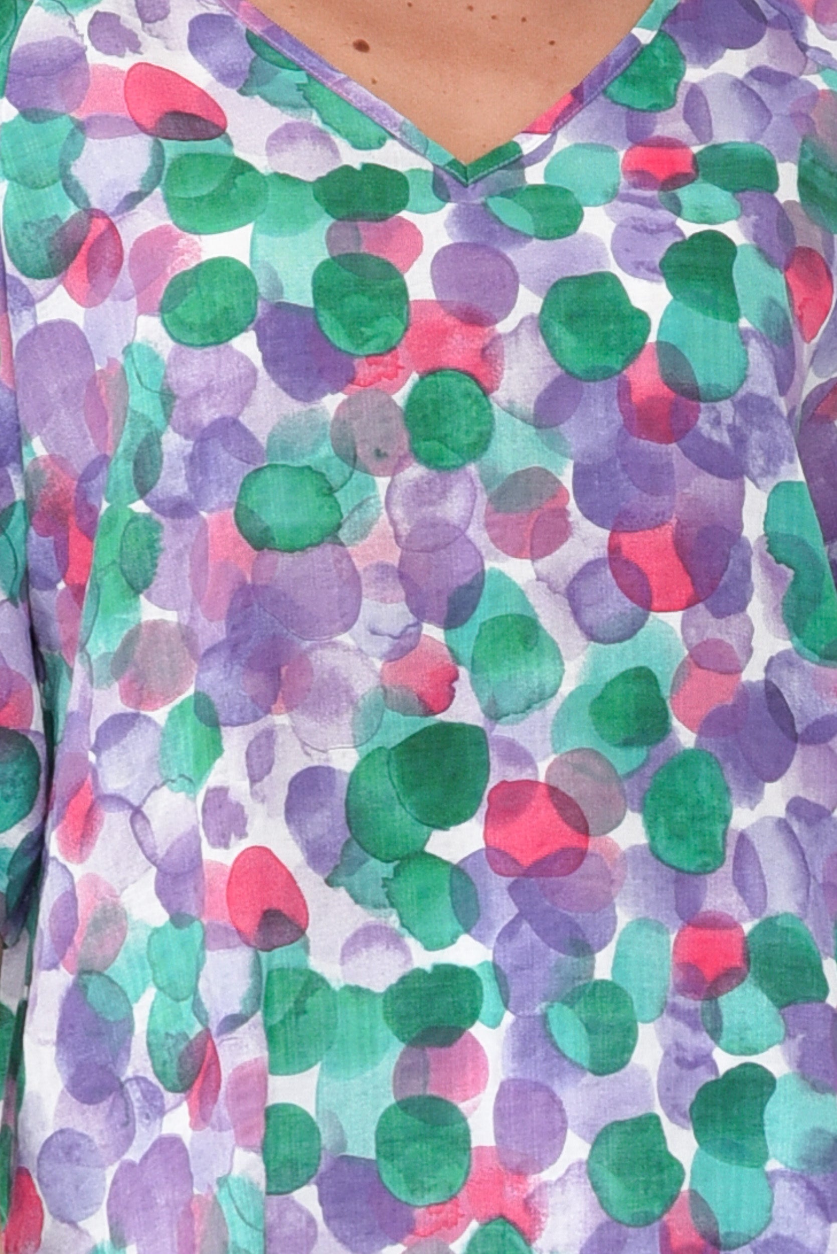 Brynn Purple Spot Cotton Blend Top