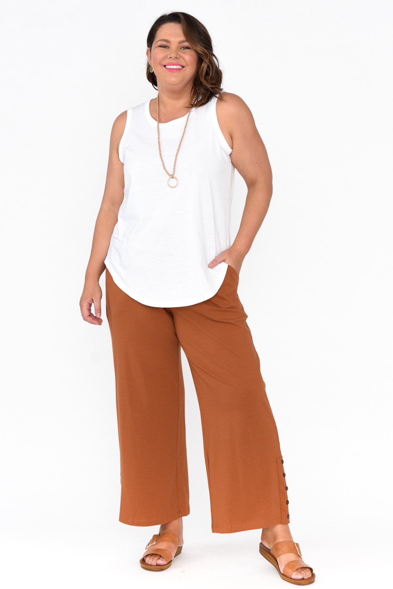 Angelica Rust Cotton Shirred Pant