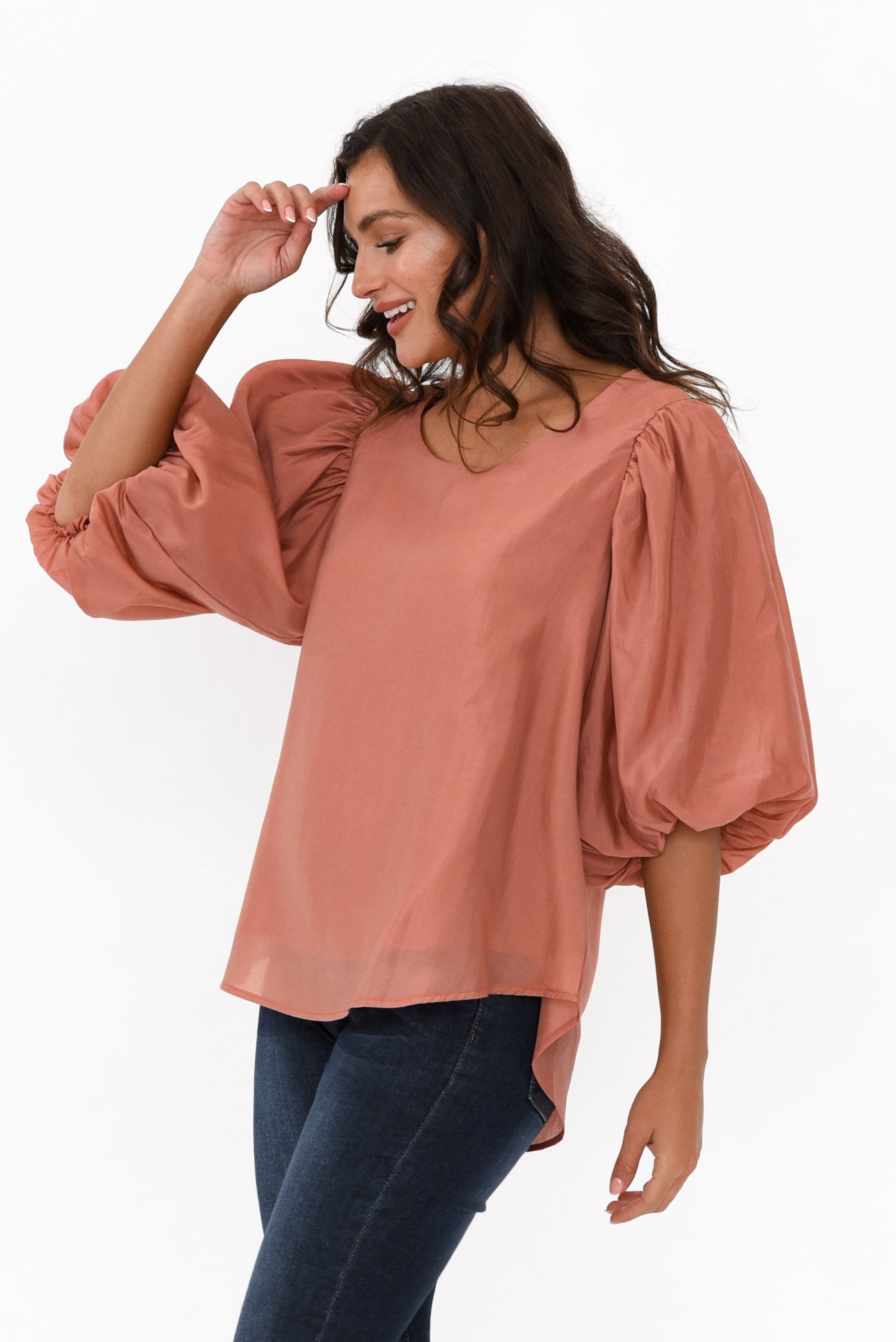 Gallagher Rust Cotton Puff Sleeve Top