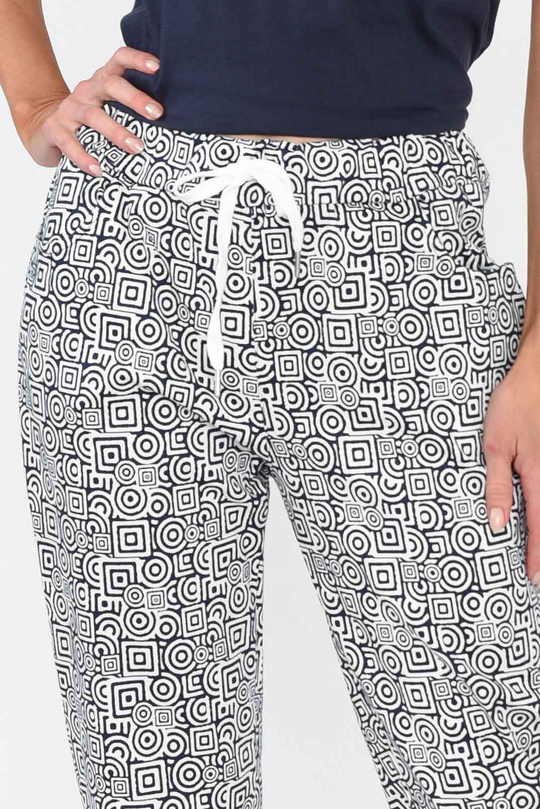 Souza Navy Geo Cotton Pant