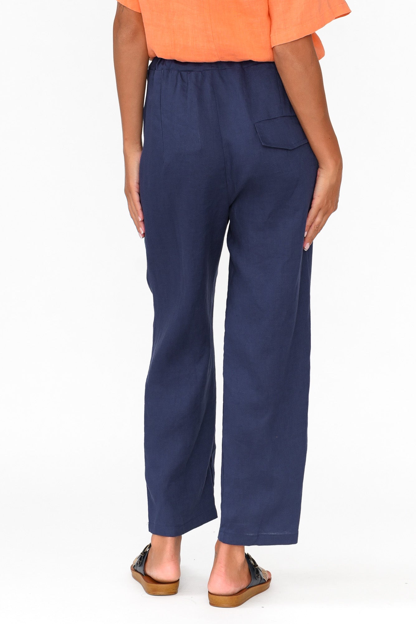 Marylou Navy Linen Pocket Pant