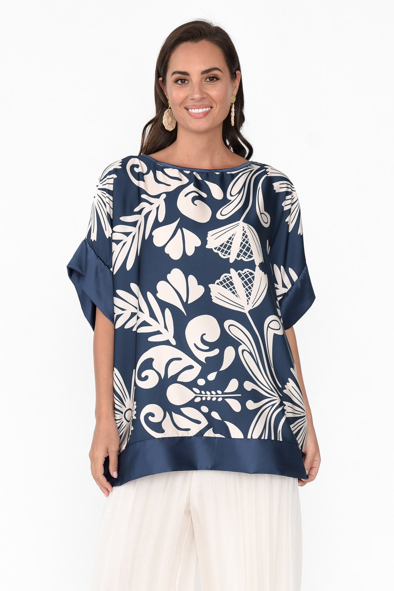 Terni Blue Floral Gloss Top