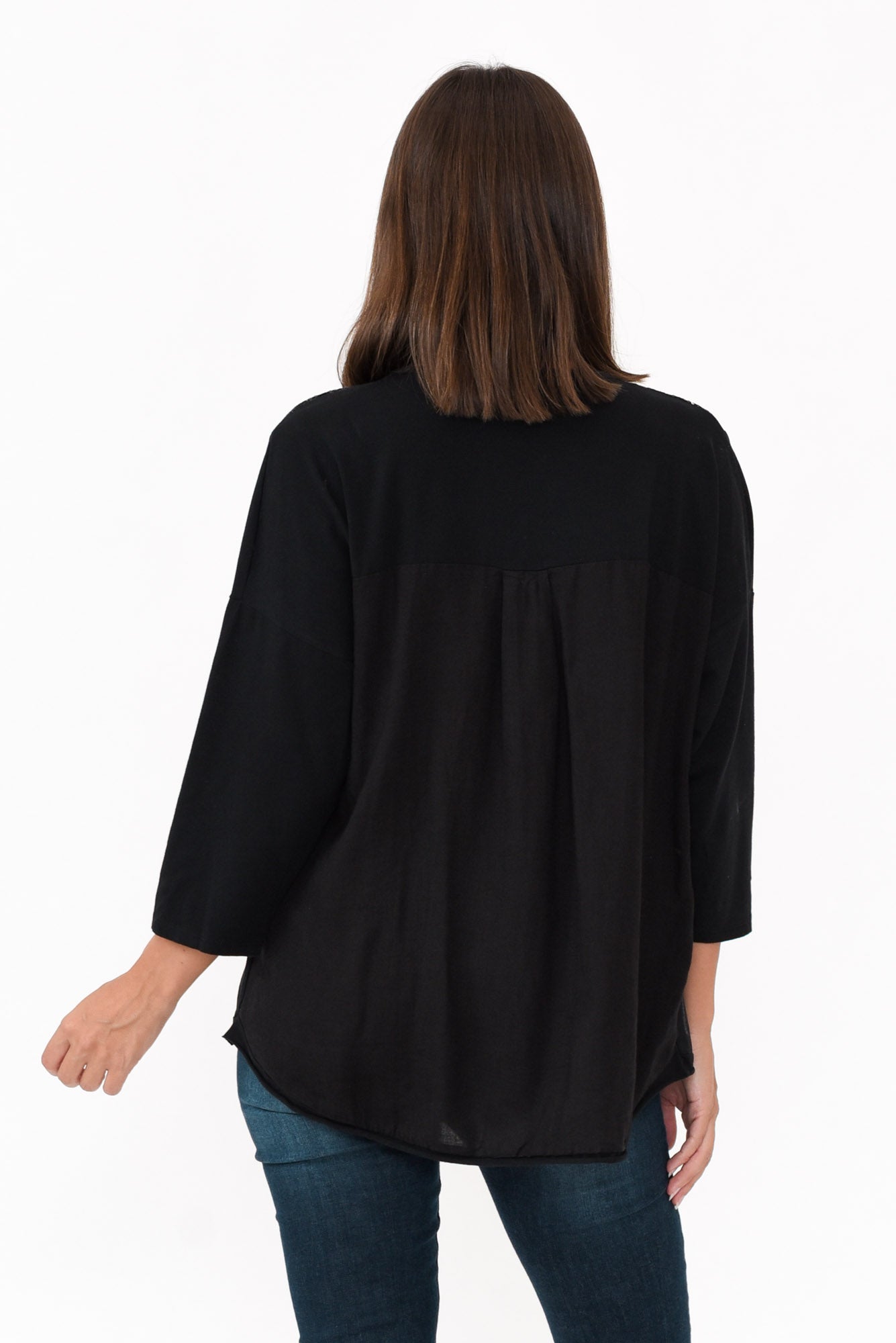 Willard Black Cotton Sequin Top