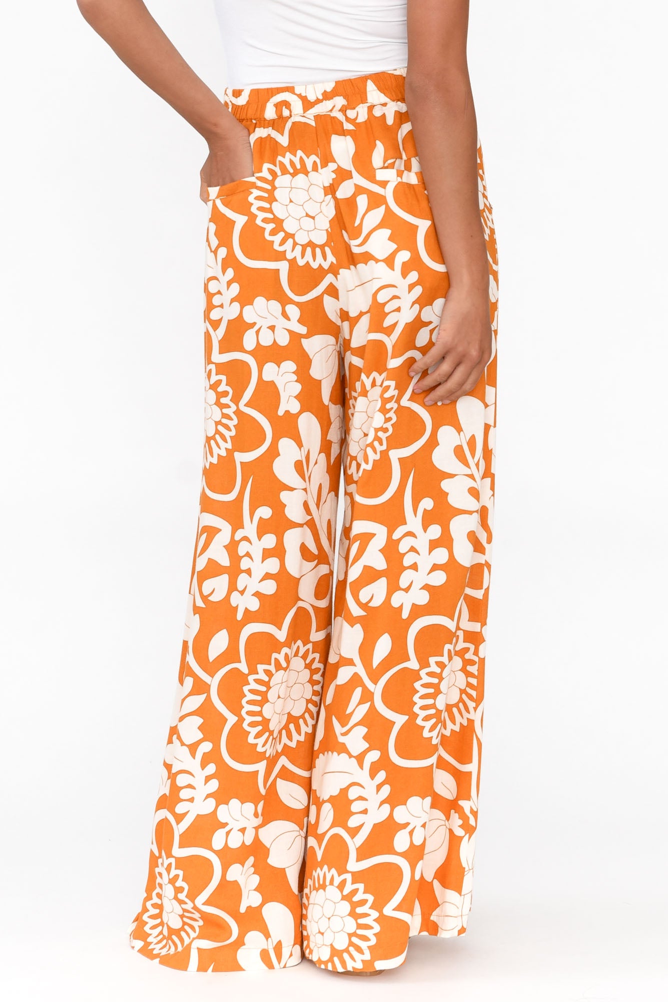 Positano Orange Garden Flared Pant