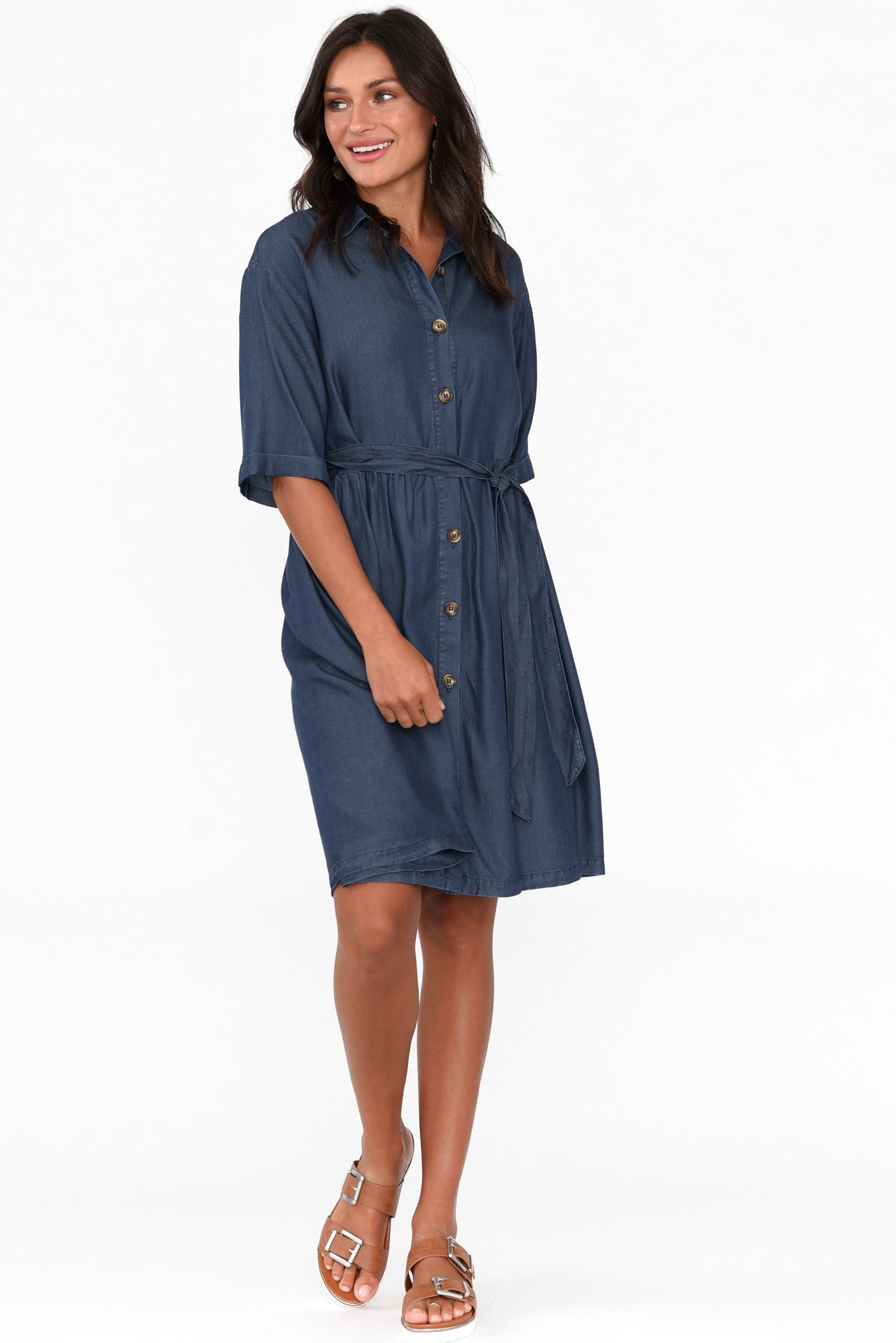 Miley Blue Denim Shirt Dress