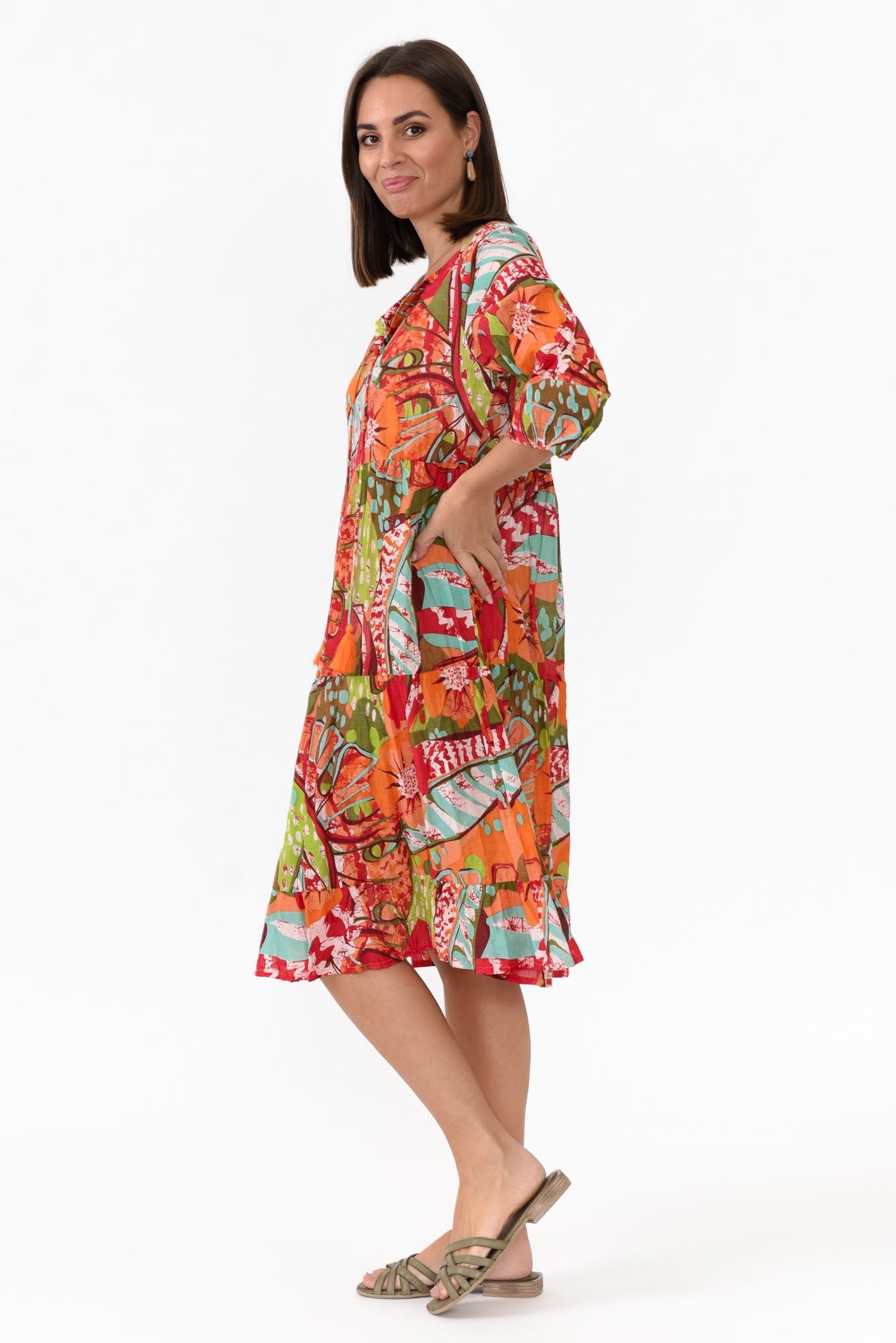 Layla Green Jungle Crinkle Cotton Dress