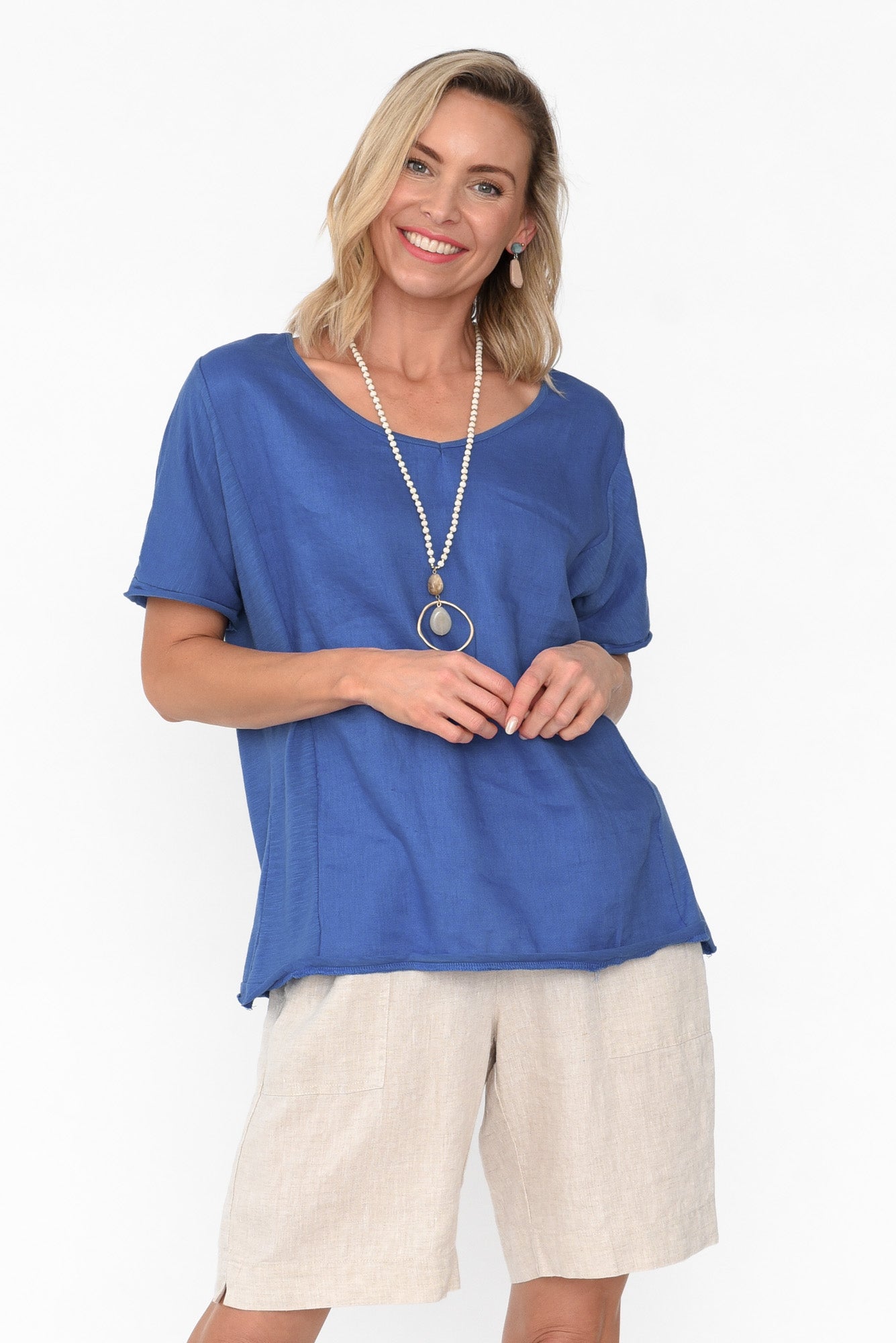 Ishana Cobalt Linen Cotton Top