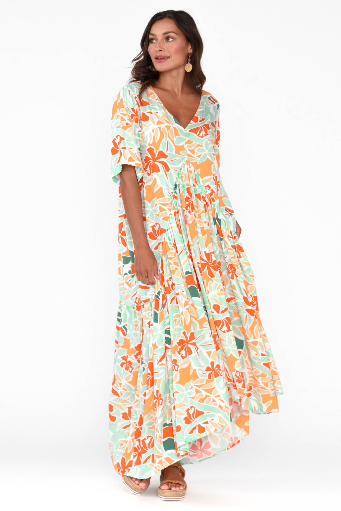 Orange Garden Peak Maxi Dress