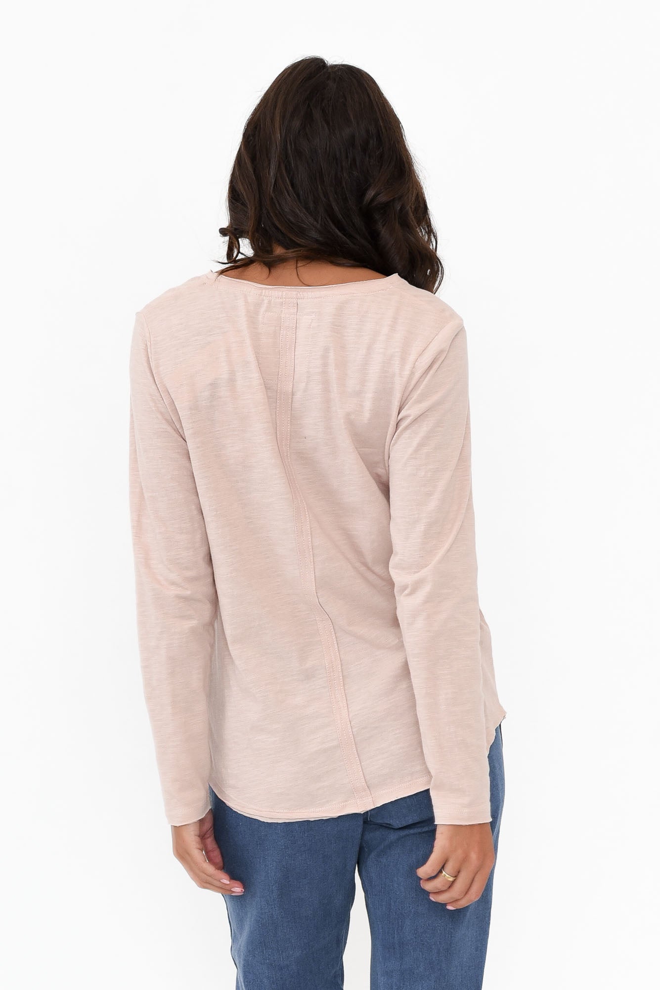 Coles Bay Blush Long Sleeve Henley Tee