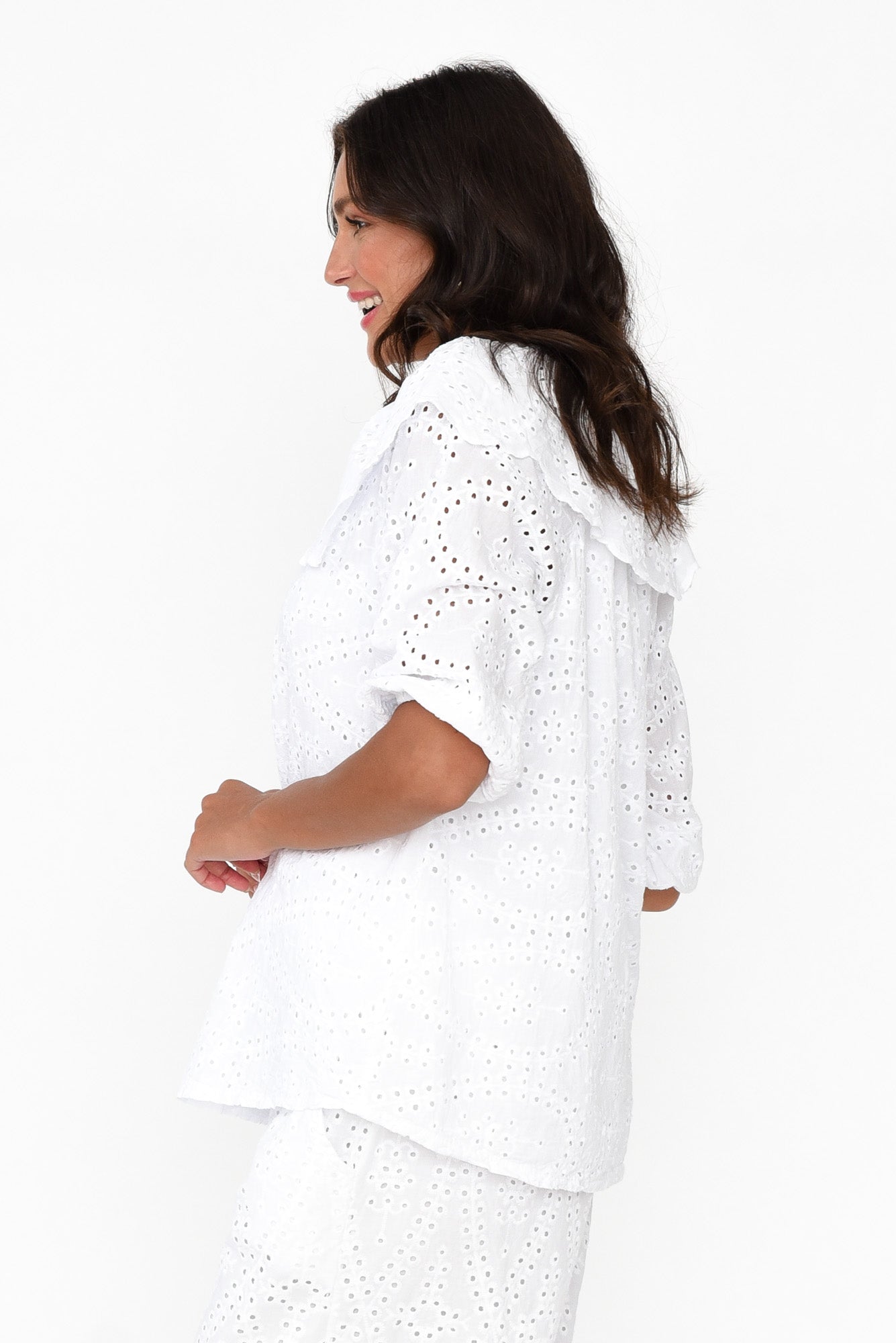 Elowen White Embroidered Cotton Top