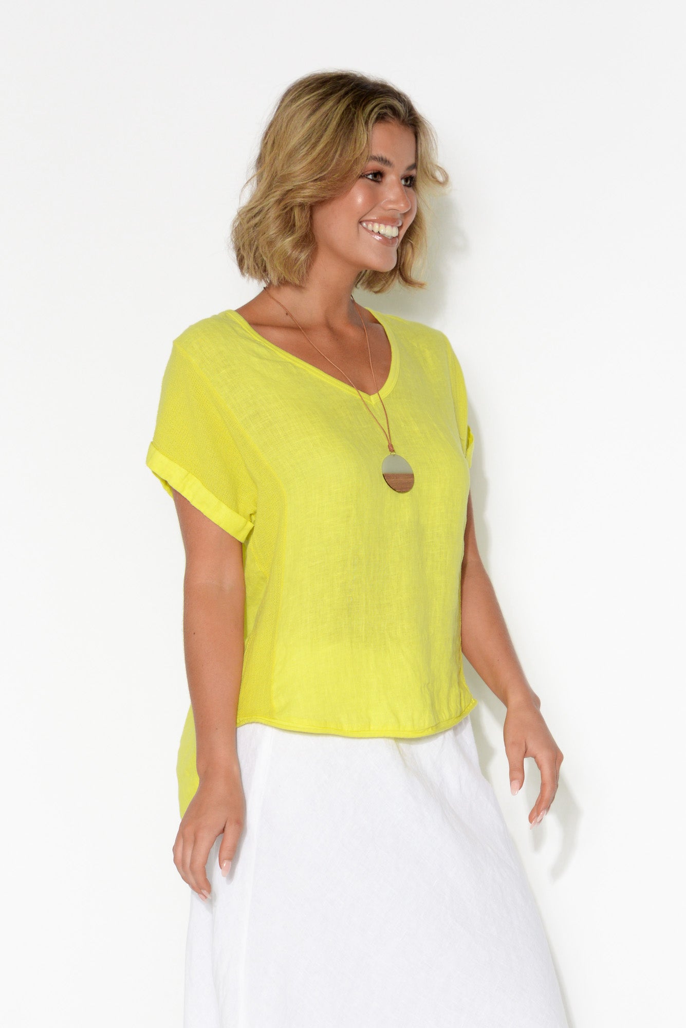 Dorian Yellow Linen Cotton Top