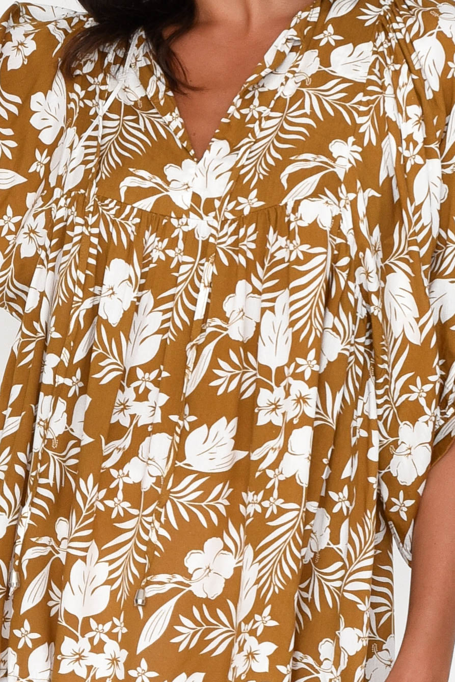Marylee Mustard Garden Gathered Top