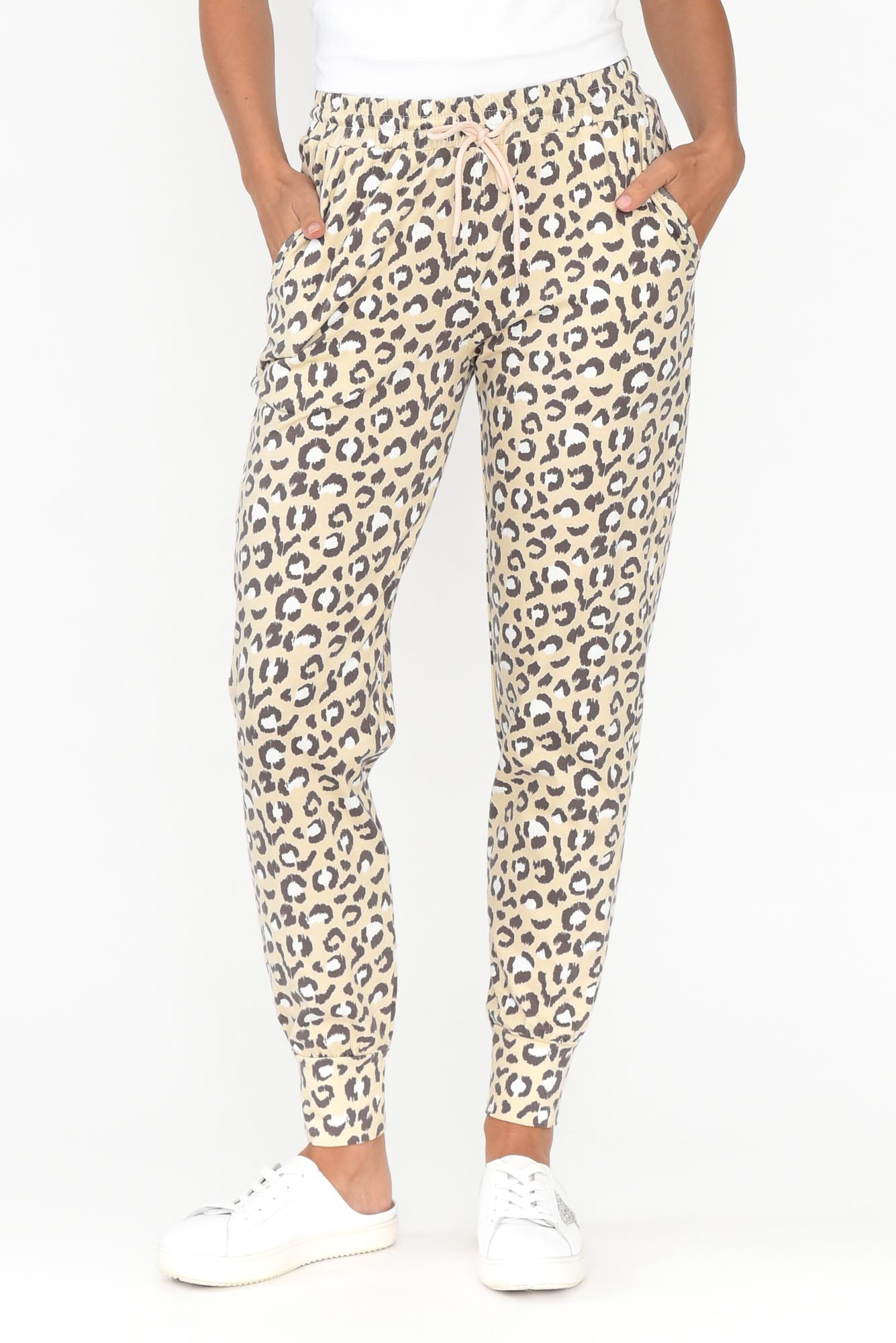 Brown Leopard Cotton Everyday Tie Pant