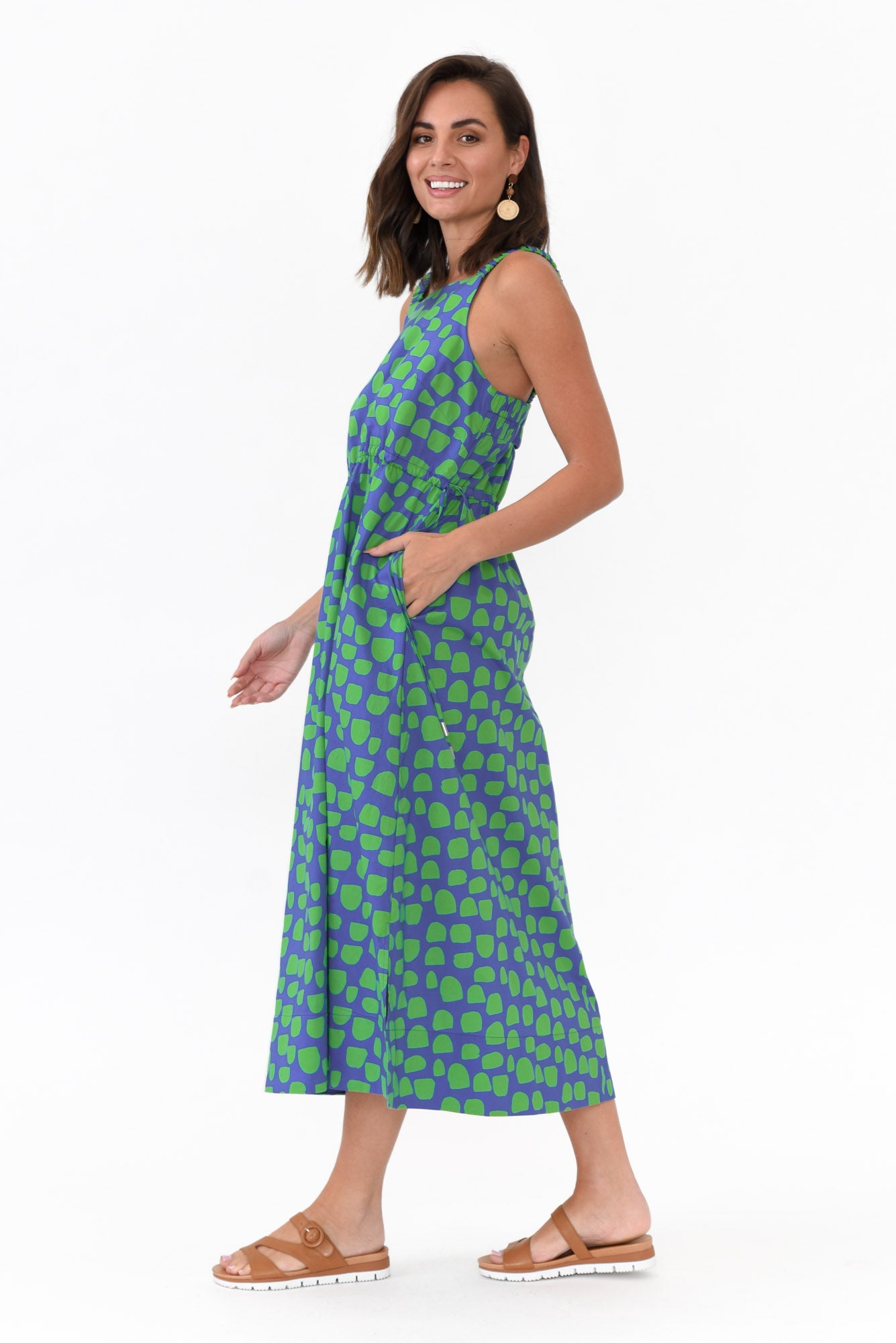 Waldon Green Spot Cotton Dress