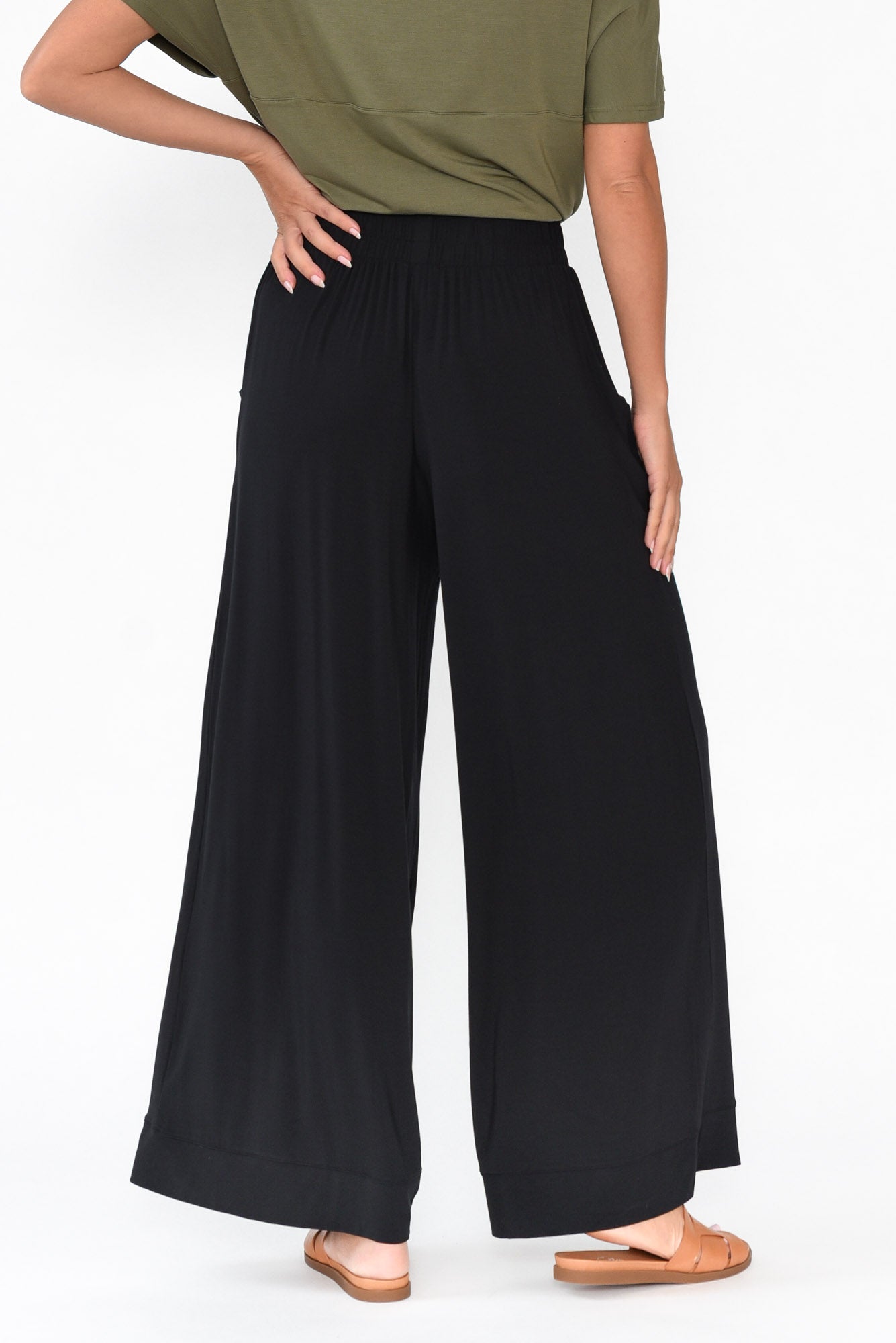 Lola Black Micro Modal Wide Leg Pant