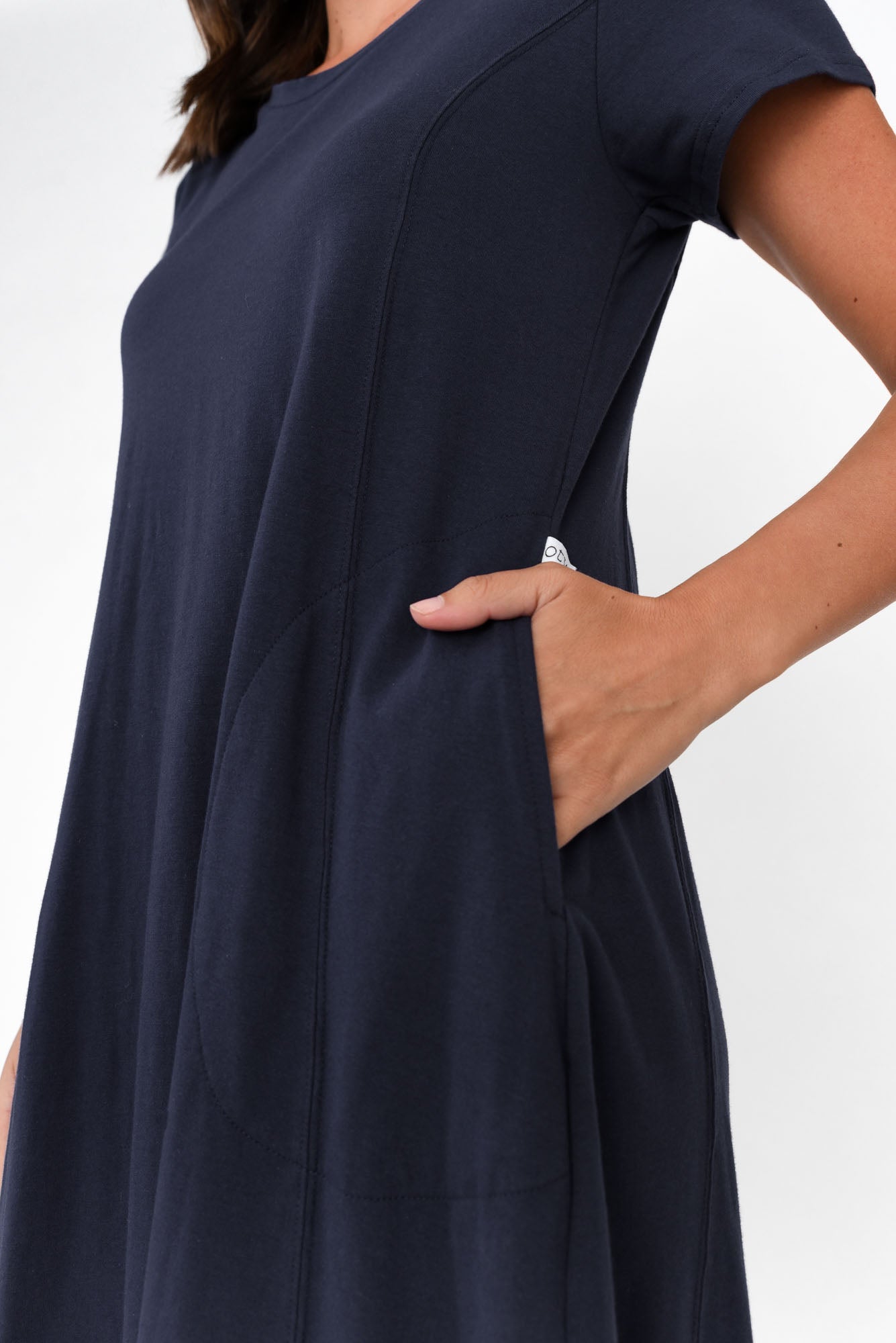 Patrick Navy Cotton Pocket Dress