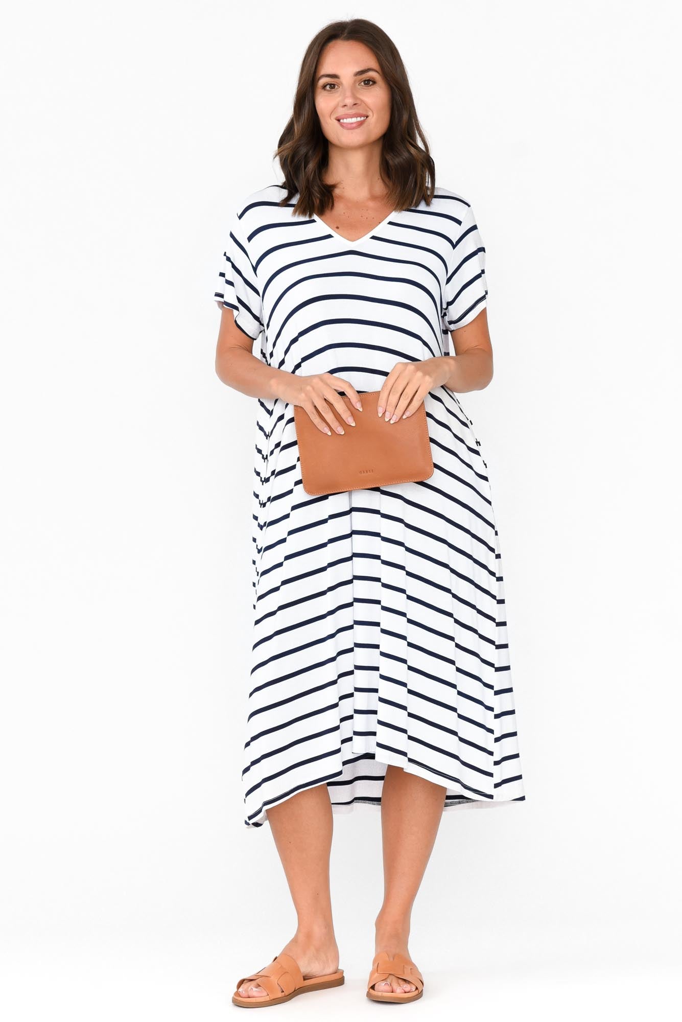 Tiffany White Stripe Bamboo Tee Dress