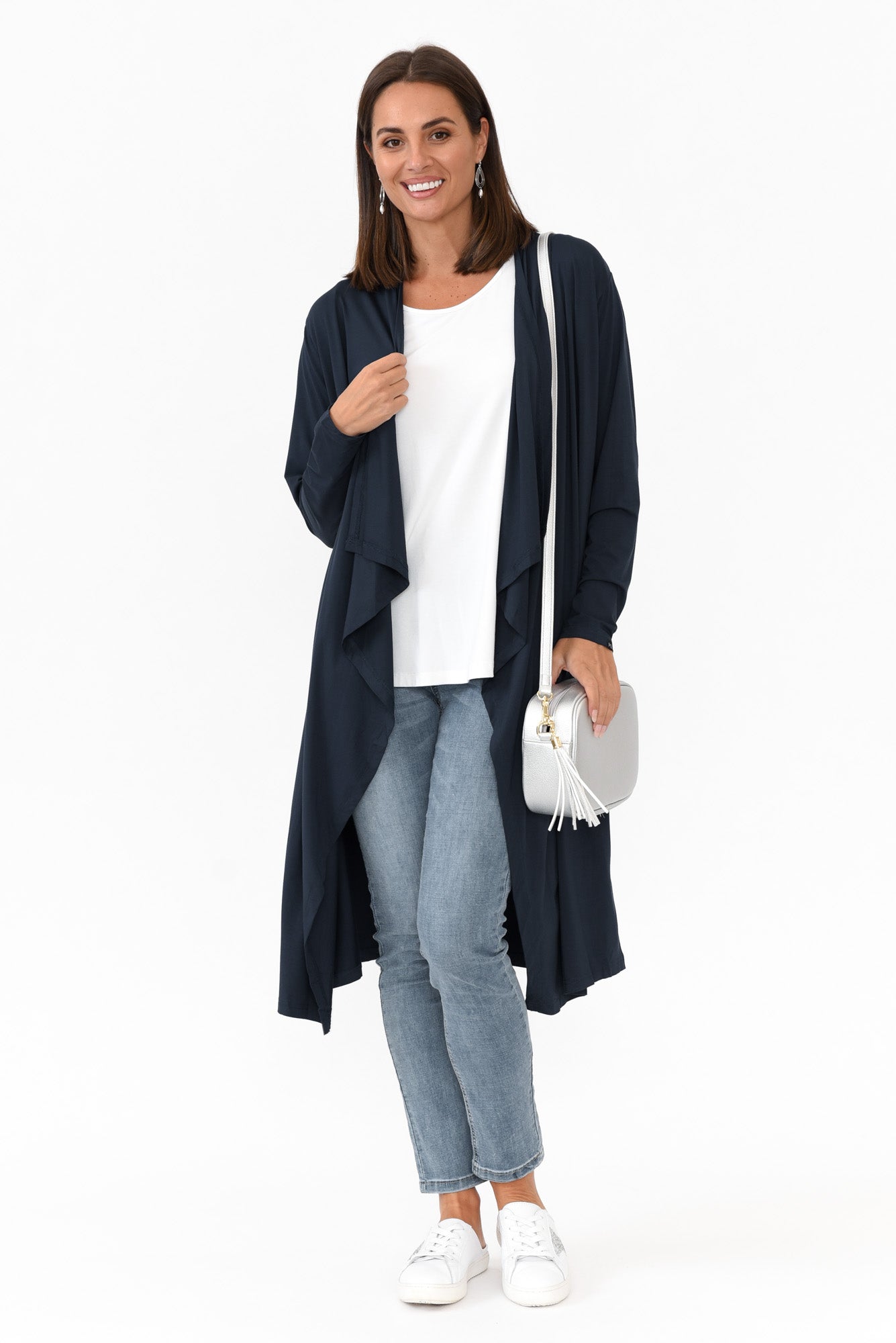 Leanna Navy Bamboo Waterfall Cardigan
