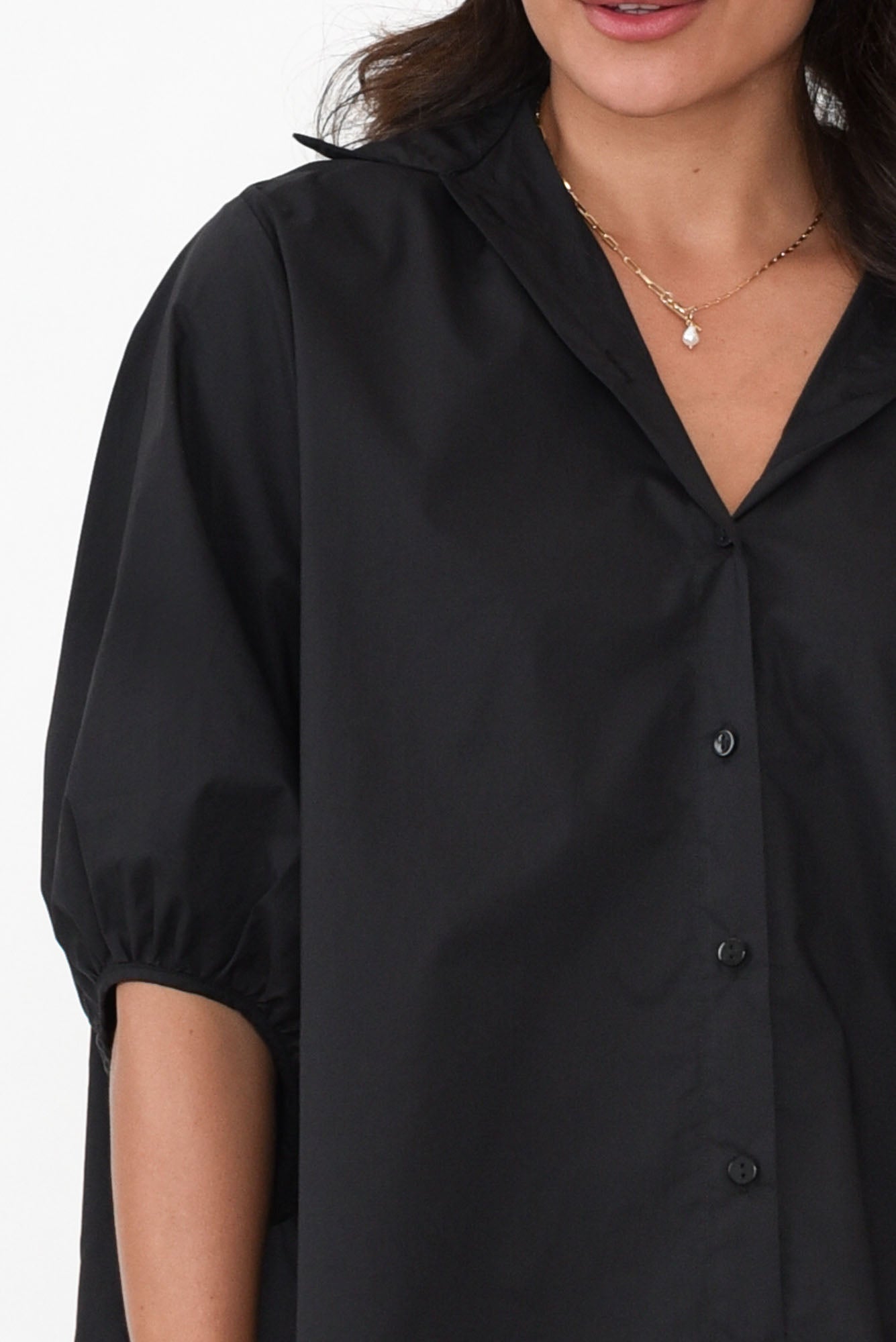 Sadie Black Cotton Tunic Top