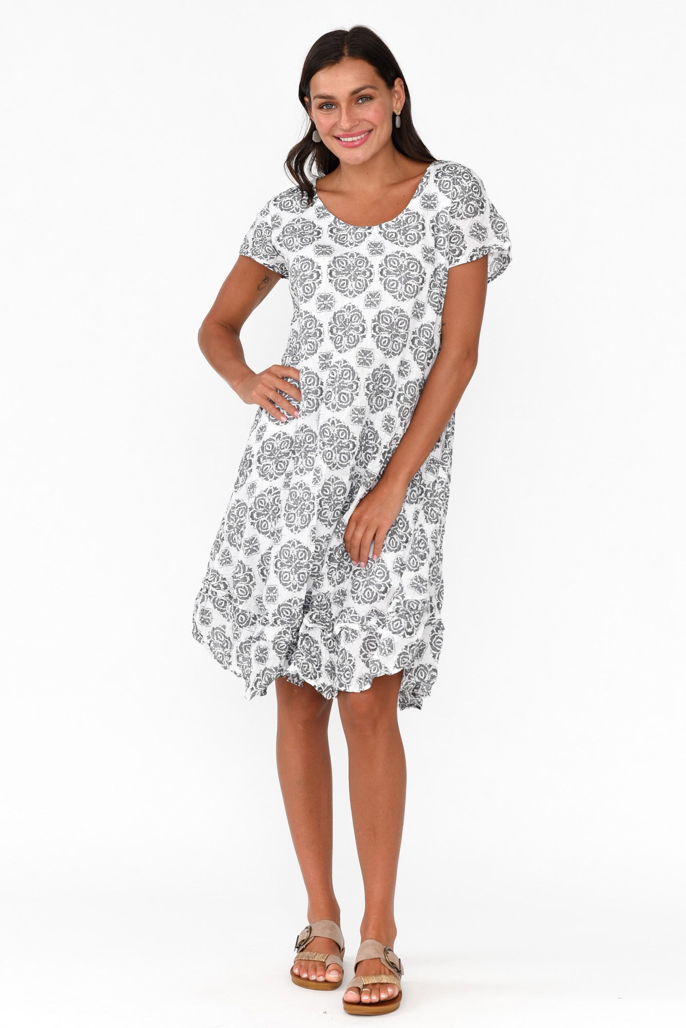 Lauren Grey Fiesta Crinkle Cotton Dress