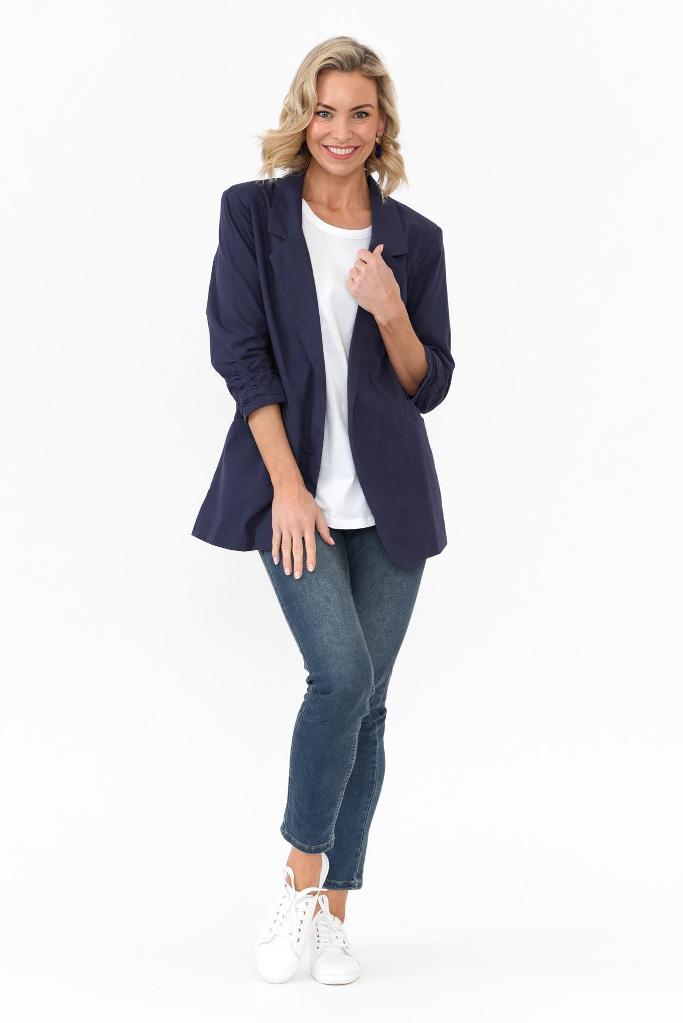 Figaro Navy Cotton Blazer