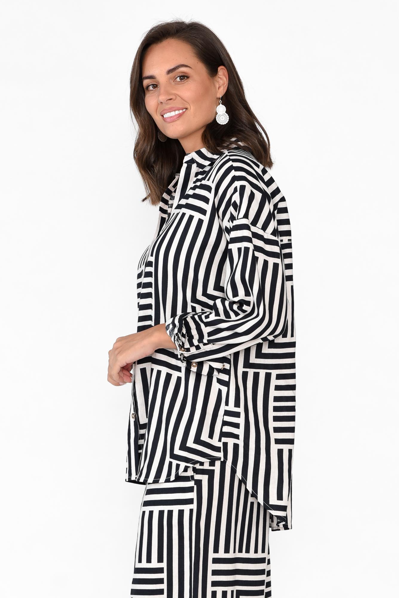 Bauhaus Navy Stripe Linen Blend Shirt