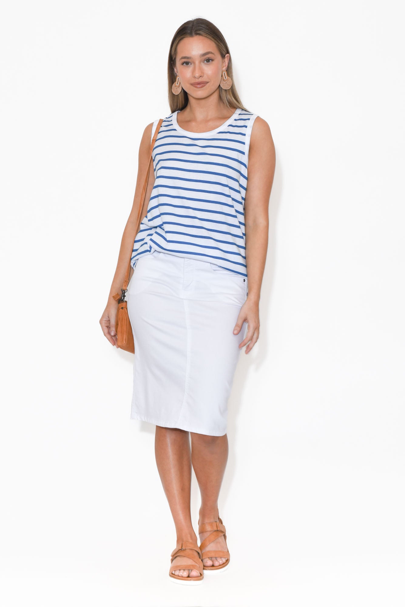 Keira Blue Stripe Cotton Tank