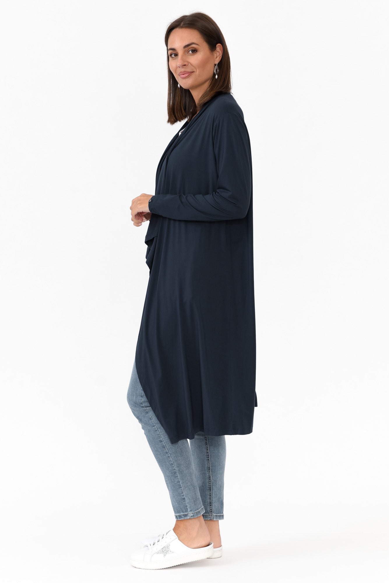 Leanna Navy Bamboo Waterfall Cardigan