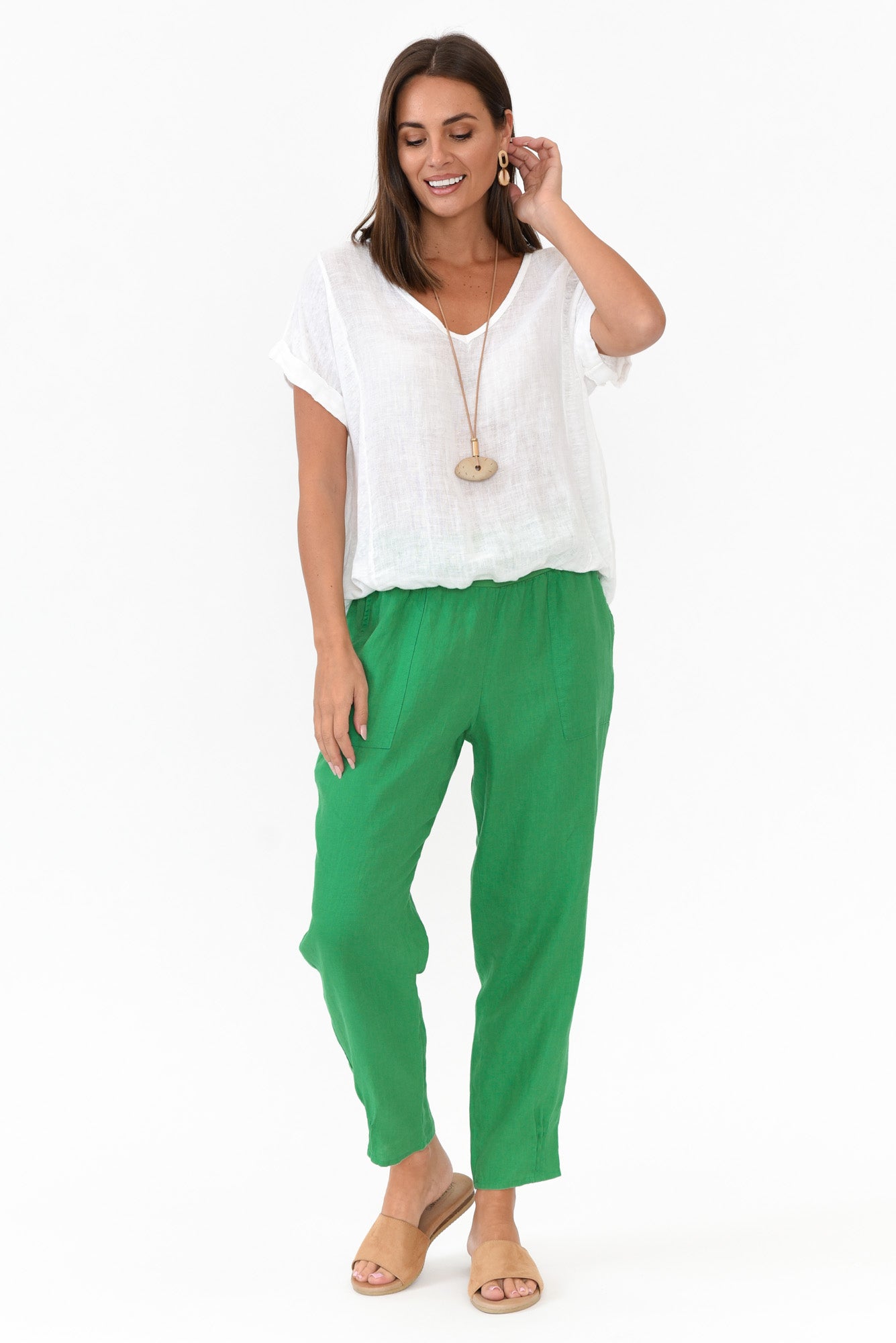 Tatum Green Linen Pant