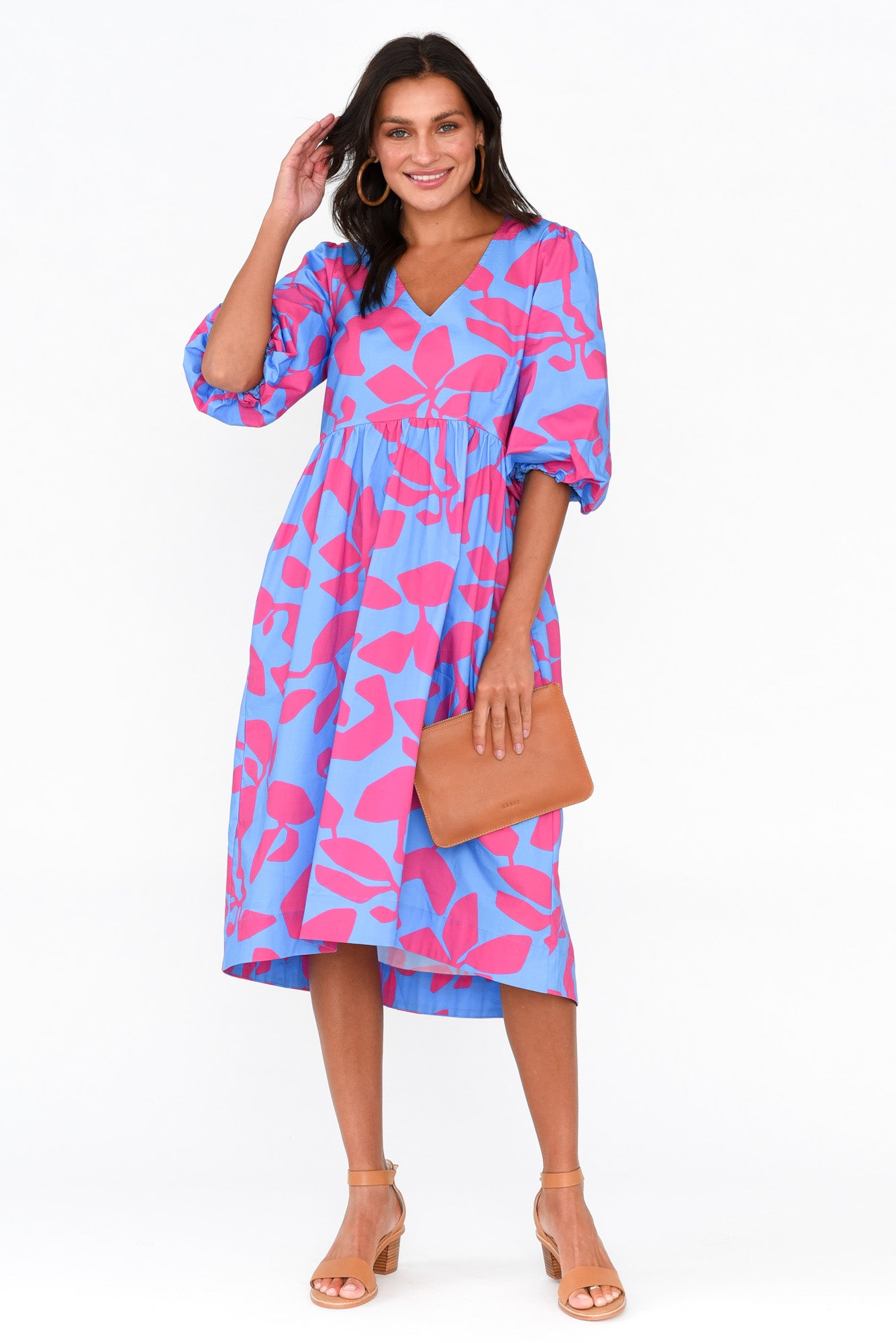 Darla Vivid Leaf Cotton Poplin Dress