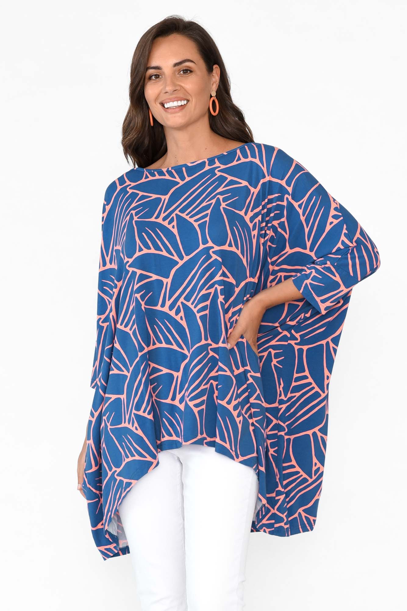 Simplicity Blue Leaf Bamboo Drape Top
