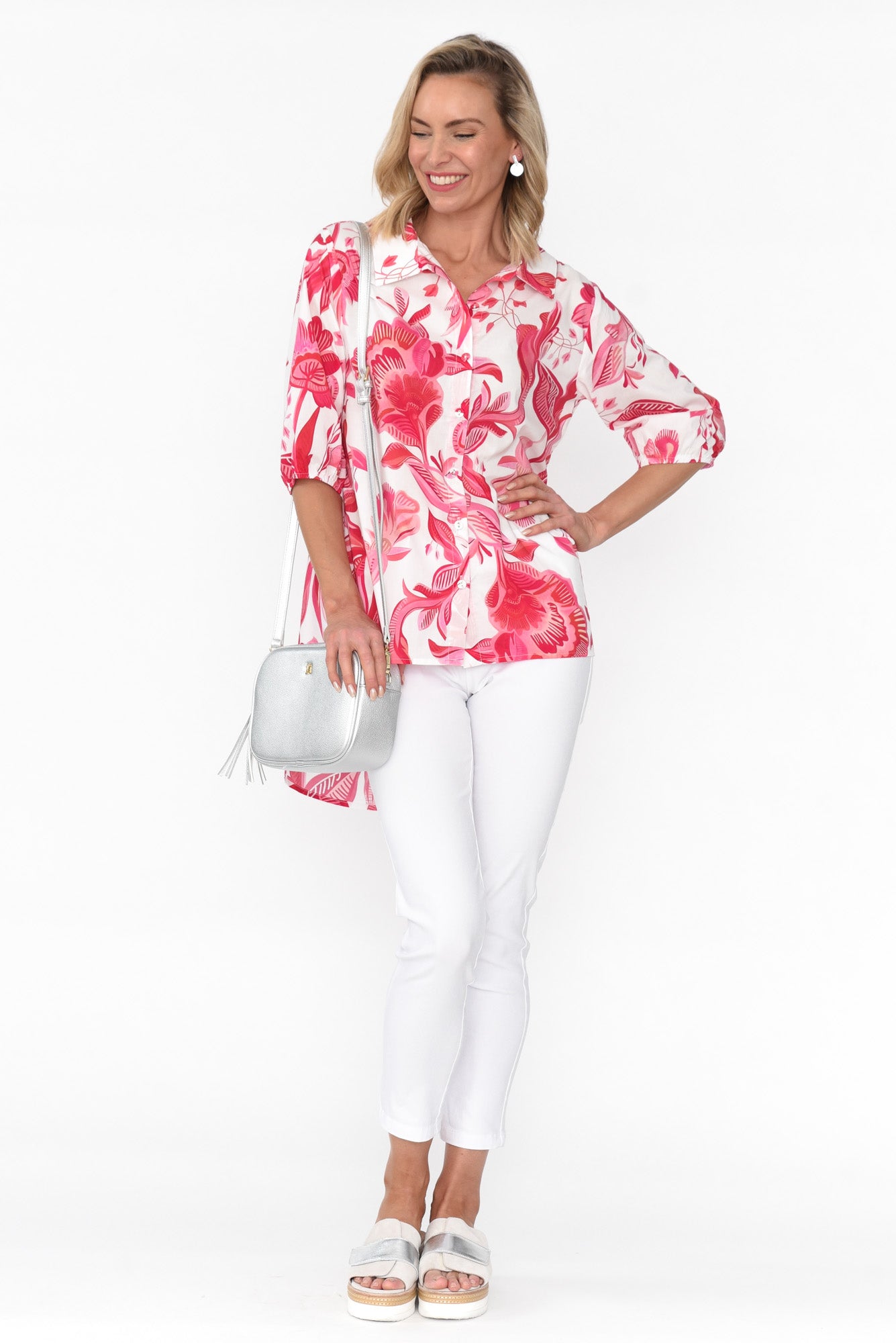 Meghan Pink Floral Cotton Shirt