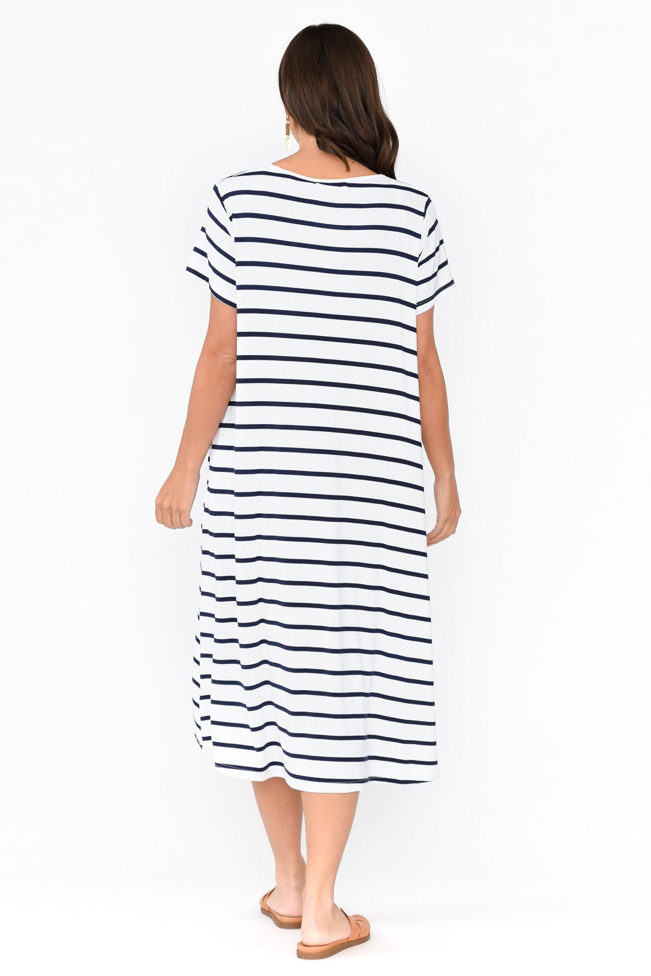 Tiffany White Stripe Bamboo Tee Dress