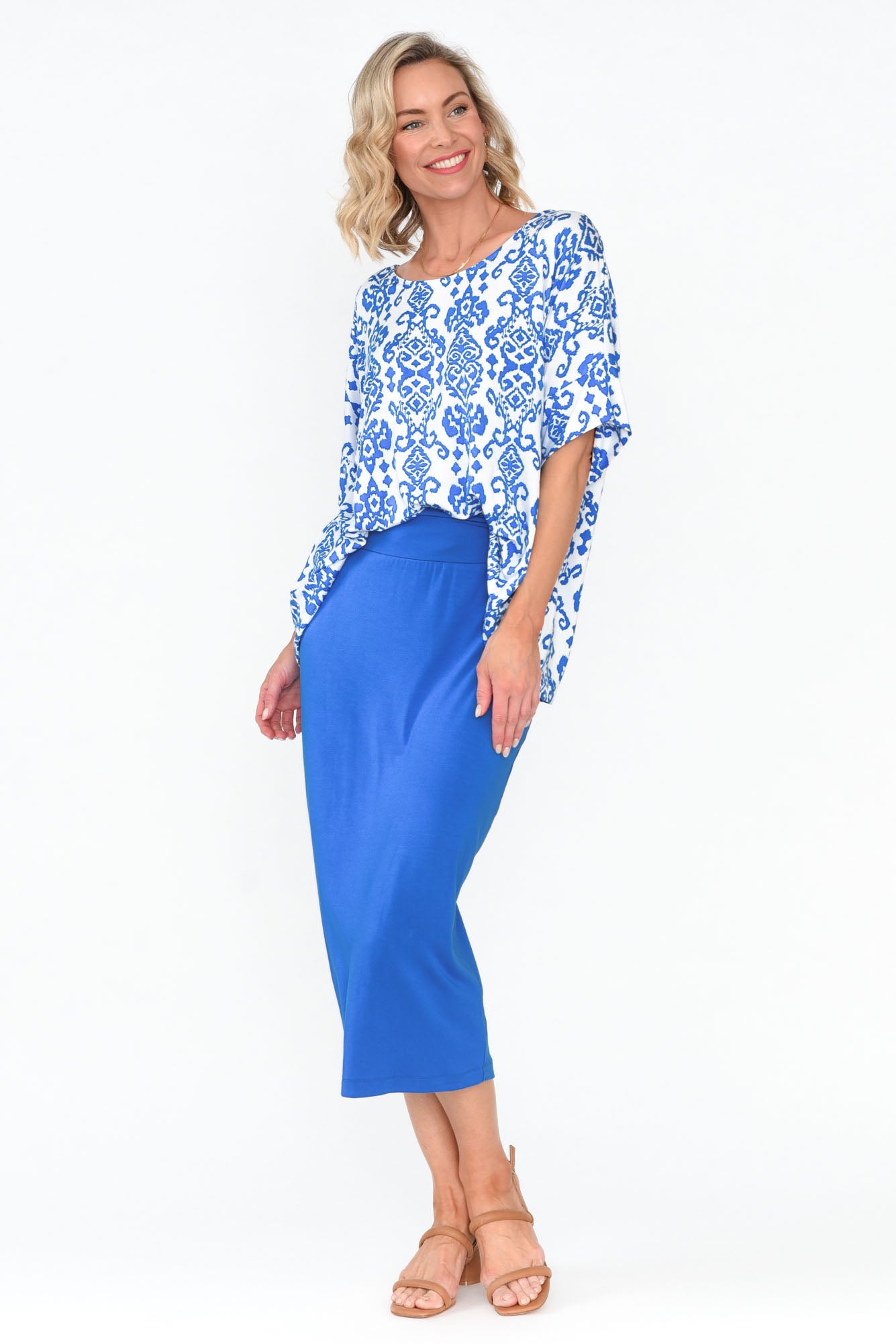 Cobalt Bamboo Maxi Tube Skirt