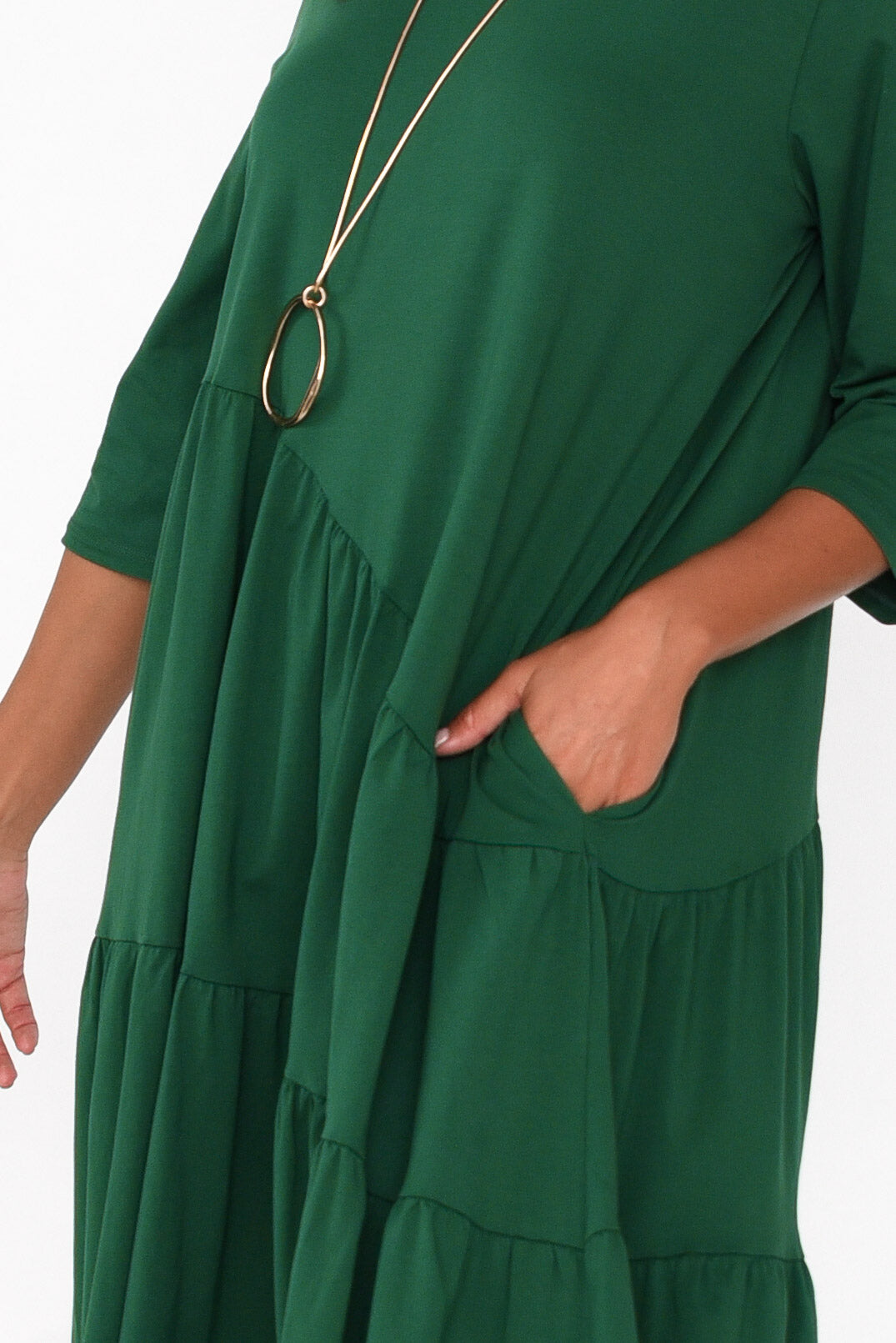 Masie Emerald Diagonal Gathered Dress