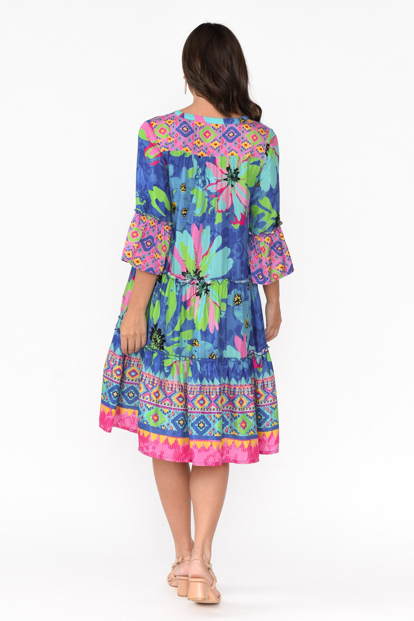 Isabelle Blue Blossom Tiered Dress