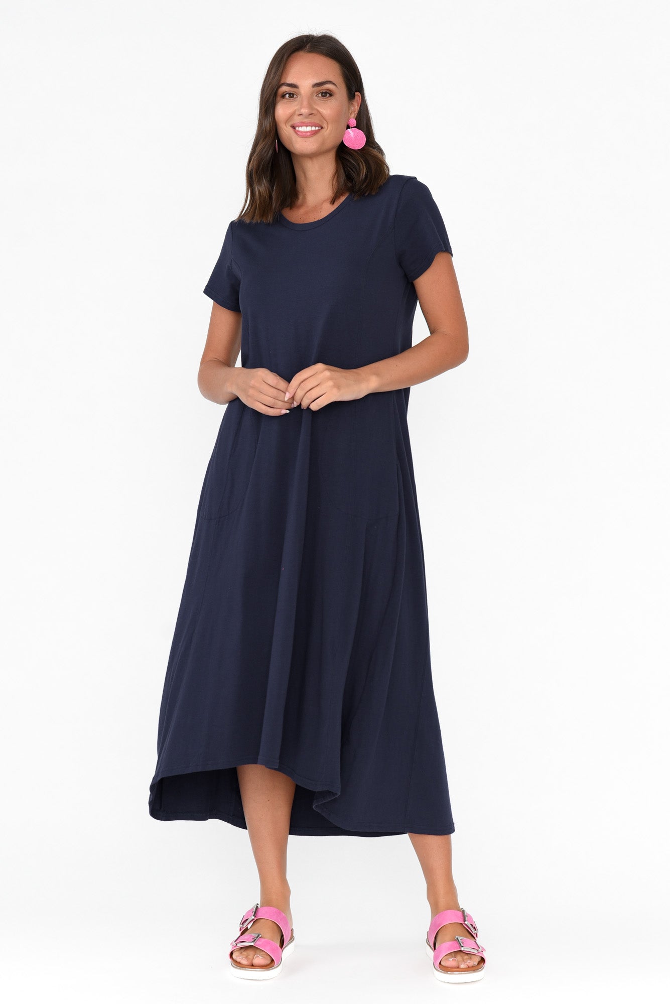 Patrick Navy Cotton Pocket Dress