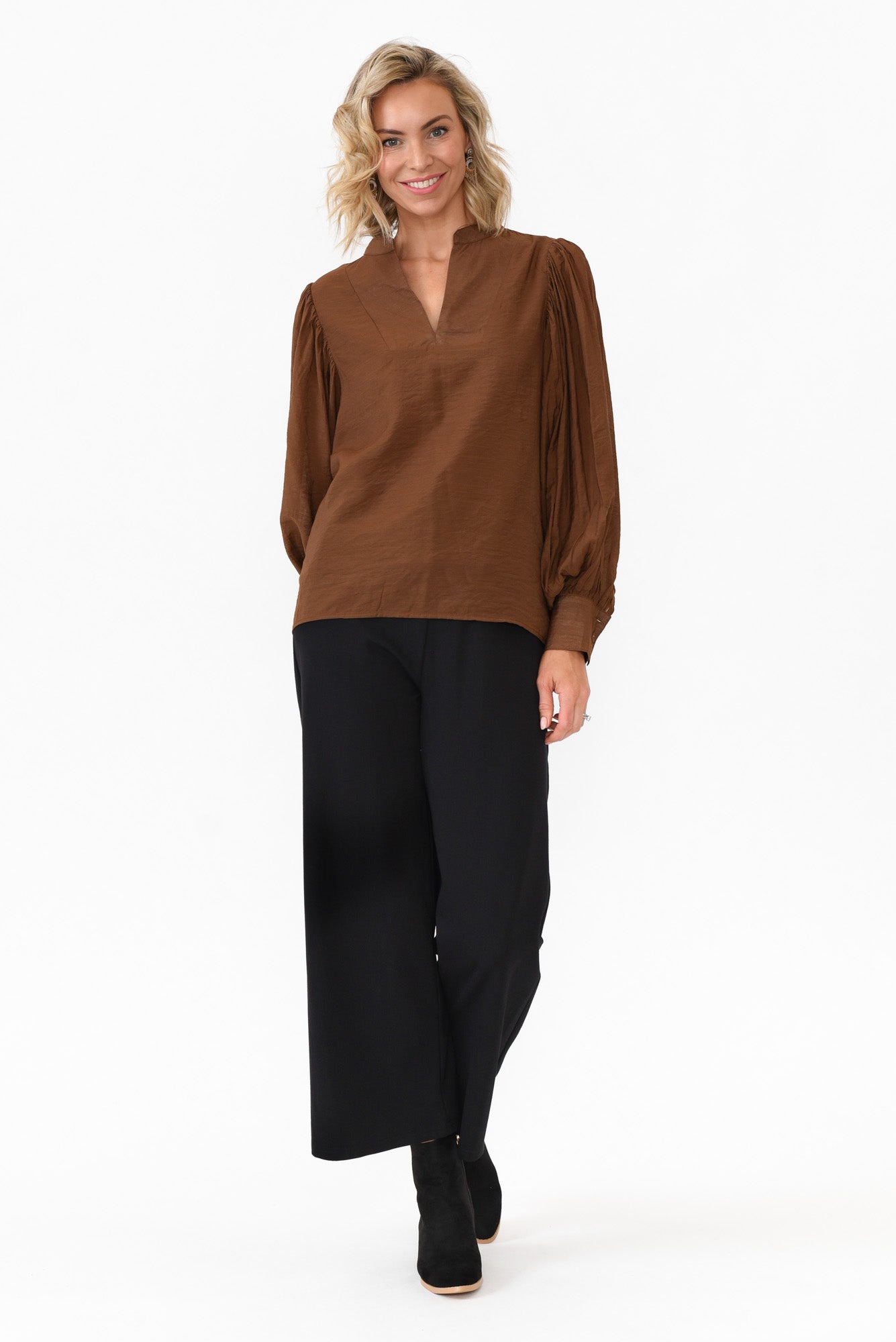 Kane Chocolate Cotton Blend Top
