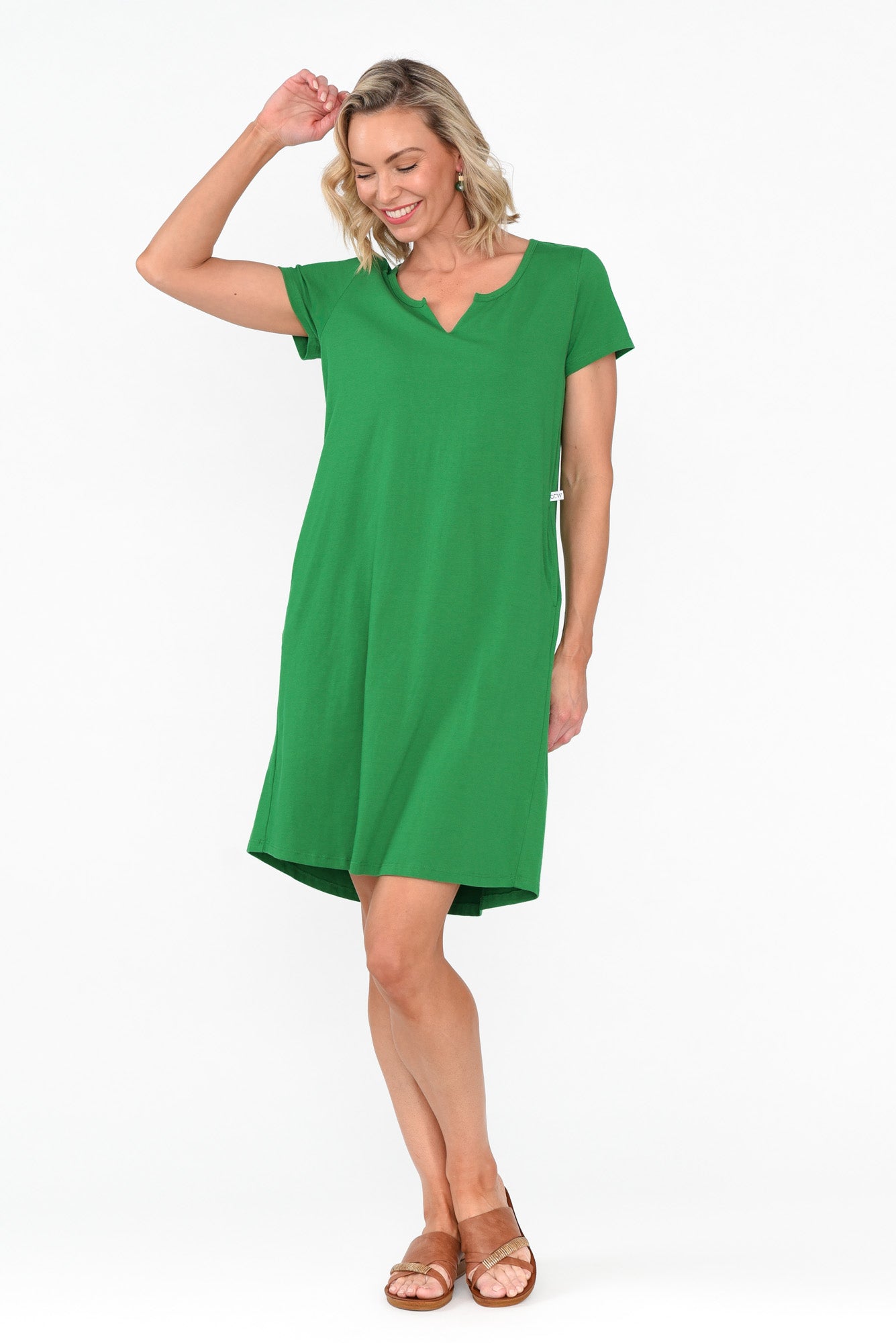 Mandy Green Cotton Tee Dress
