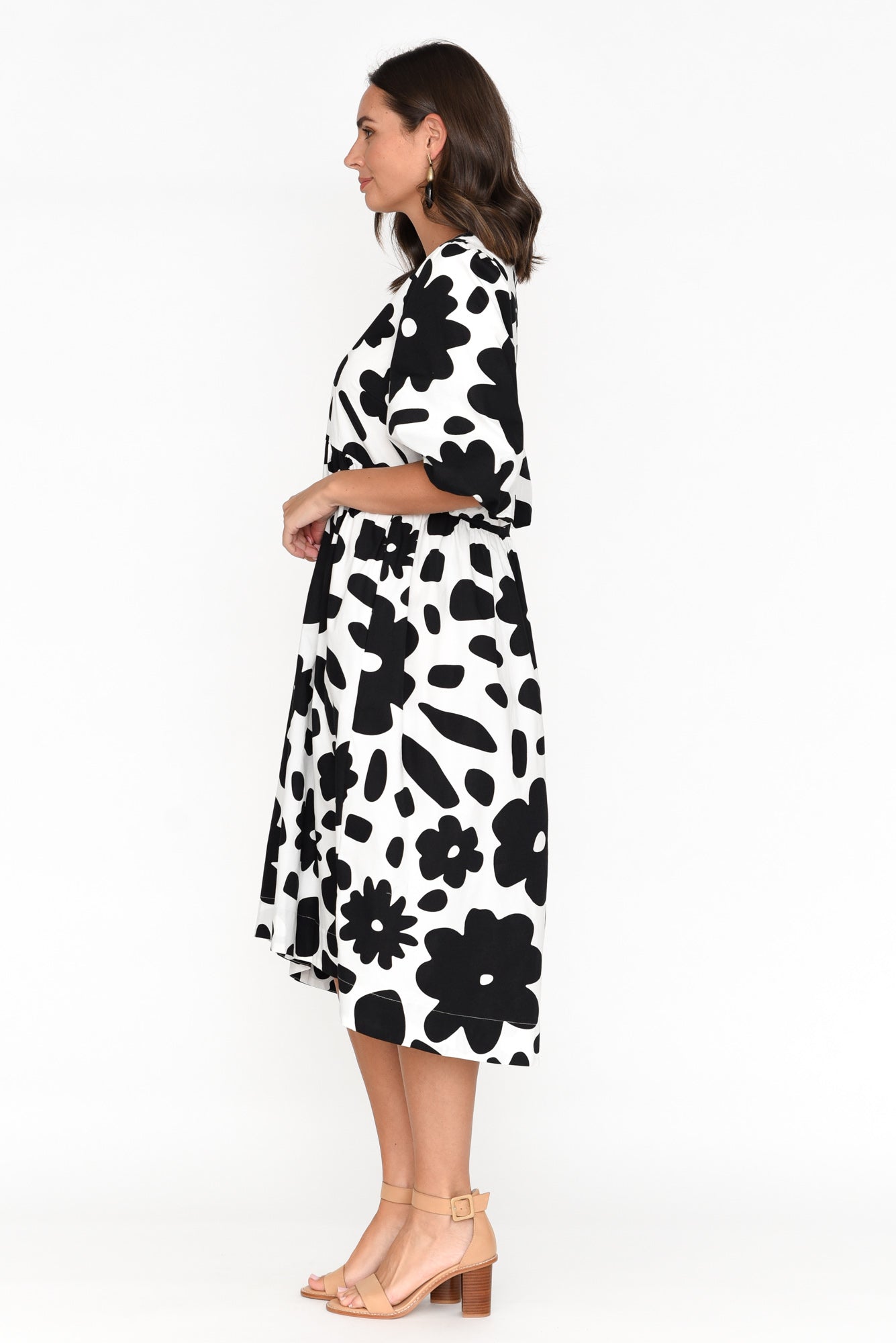 Darla Black Flower Cotton Poplin Dress
