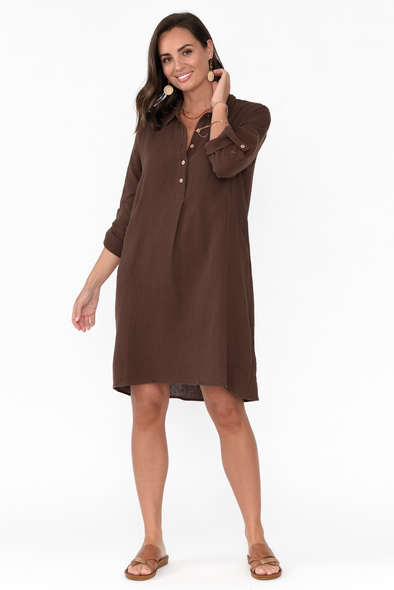 Byron Chocolate Cotton Shirt Dress