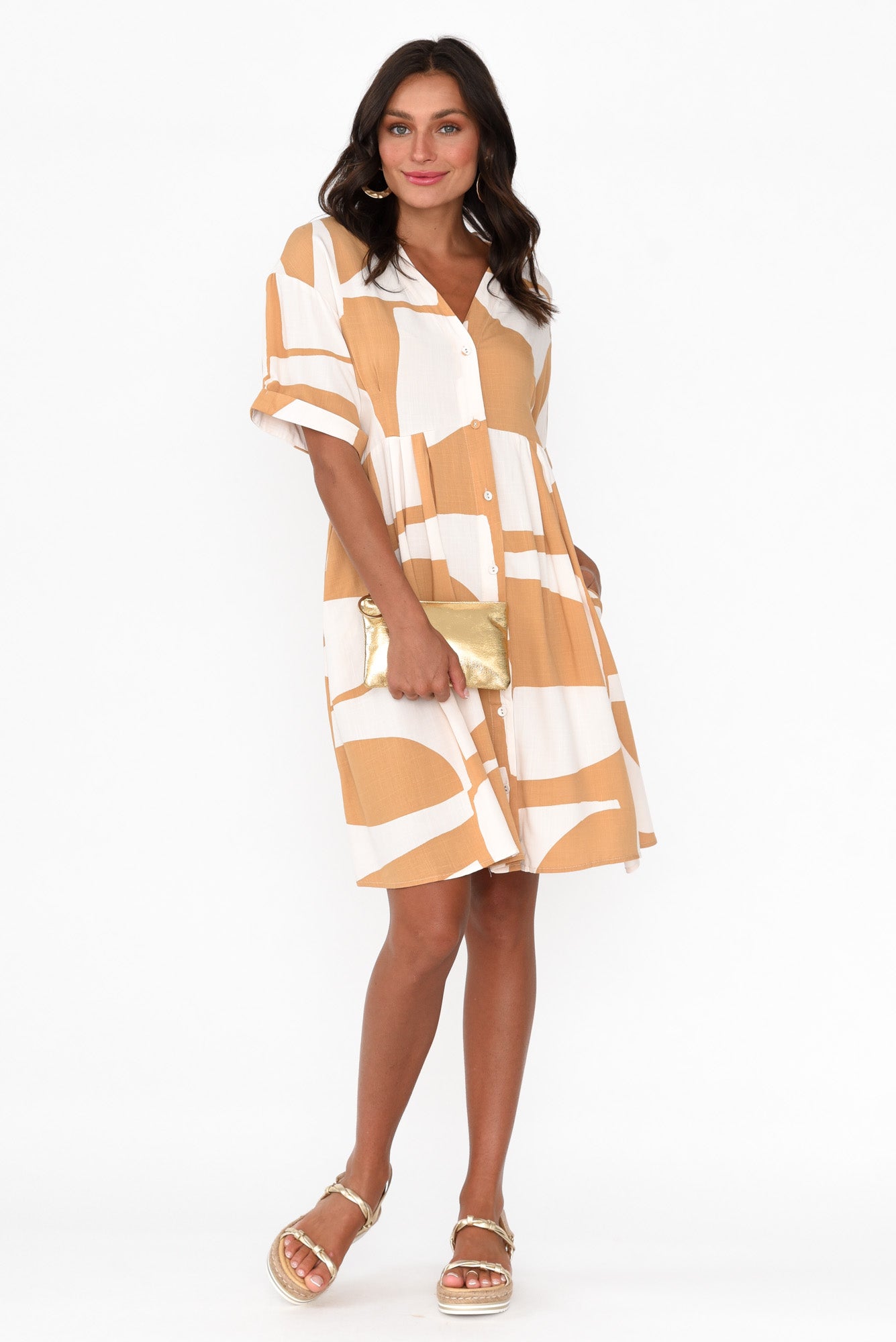 Emil Tan Abstract Button Dress